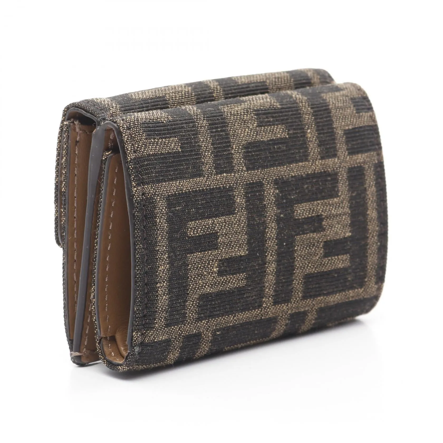 Fendi Baguette Zucca Canvas Leather Wallet