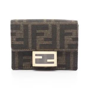 Fendi Baguette Zucca Canvas Leather Wallet