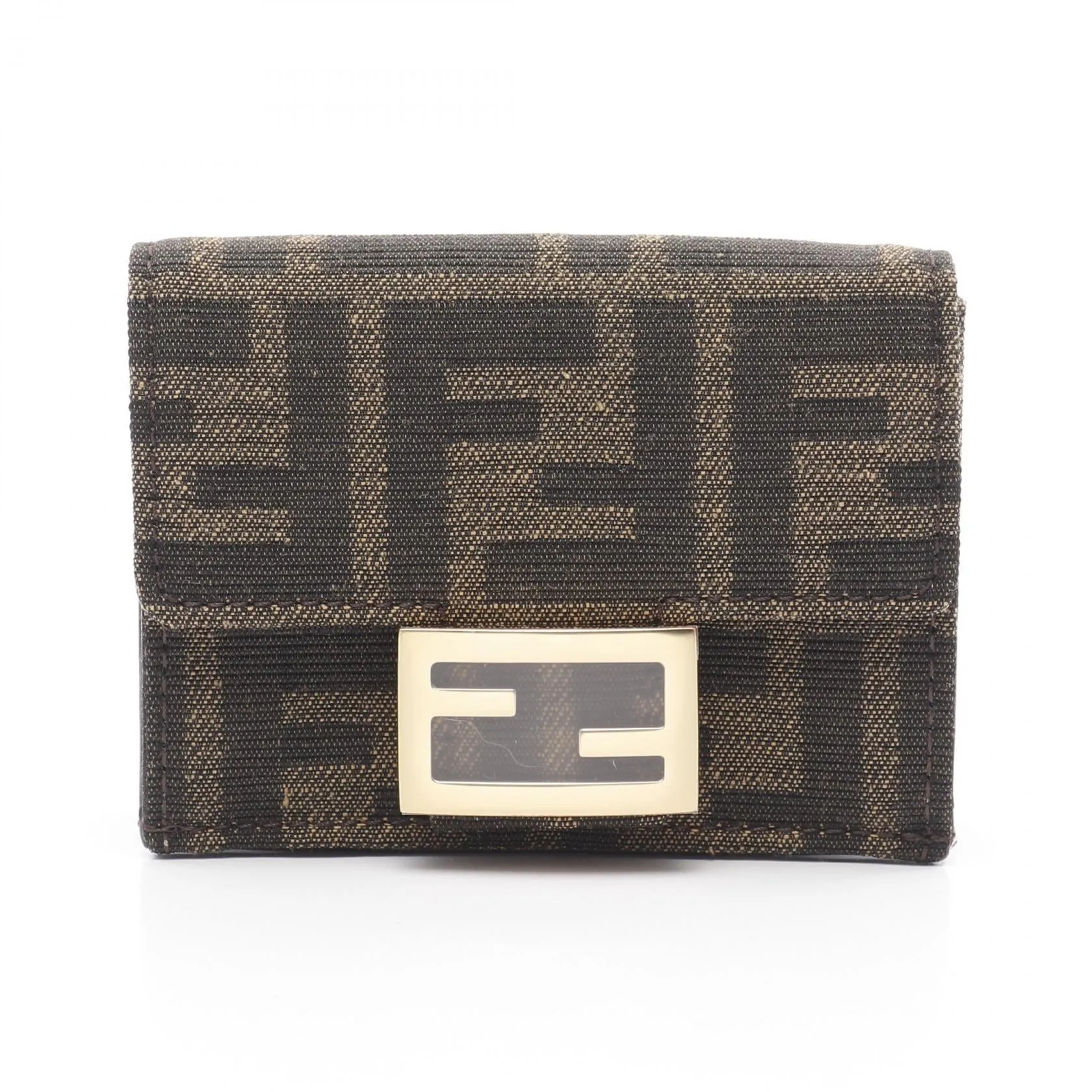Fendi Baguette Zucca Canvas Leather Wallet