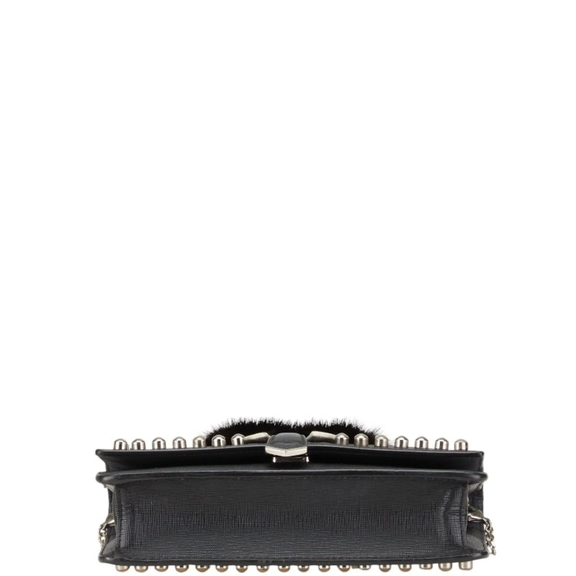 Fendi  Leather Fur Chain/Shoulder Wallet (Pre-Owned)