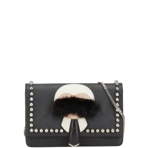 Fendi  Leather Fur Chain/Shoulder Wallet (Pre-Owned)
