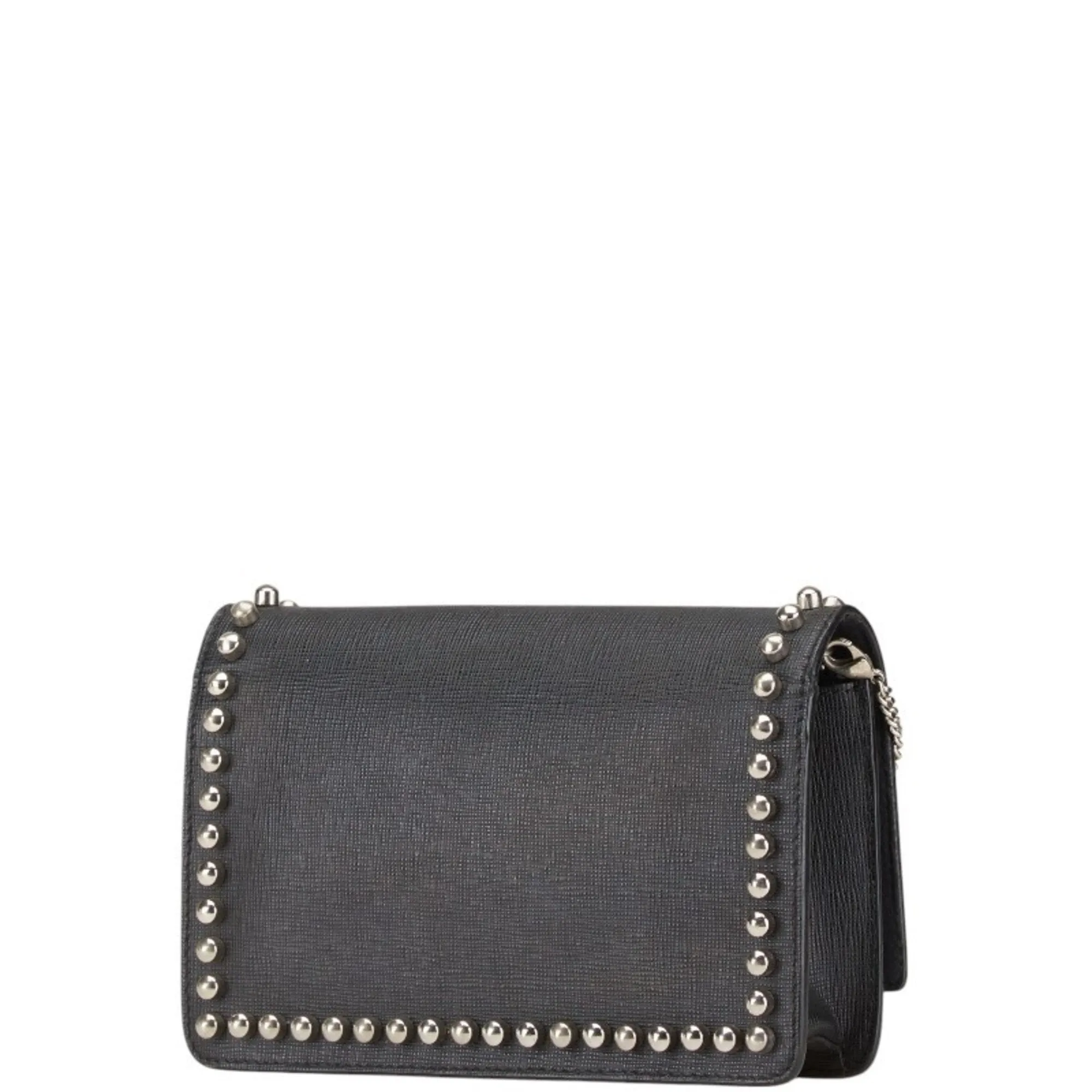Fendi  Leather Fur Chain/Shoulder Wallet (Pre-Owned)