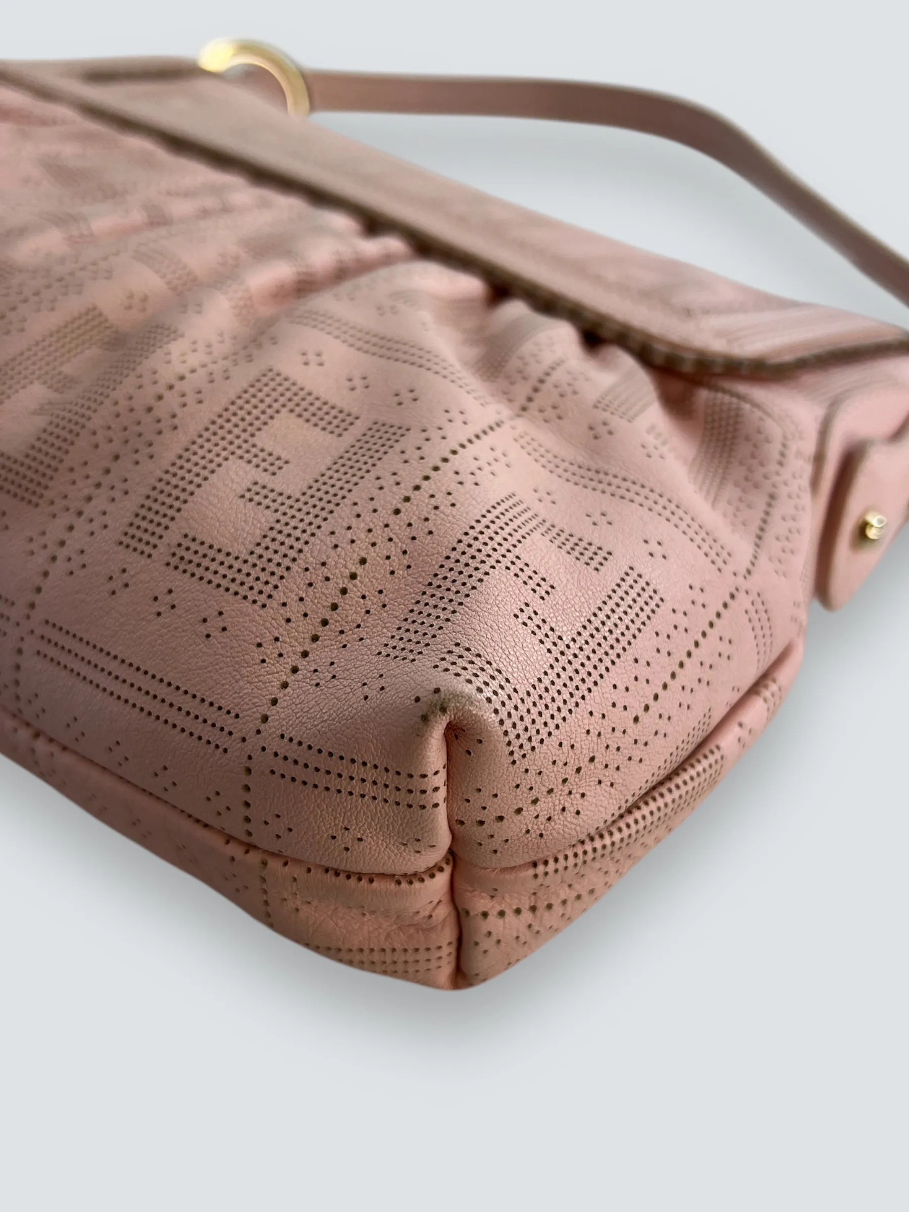 Fendi Pink Leather  Zucca Small Shoulder Handbag