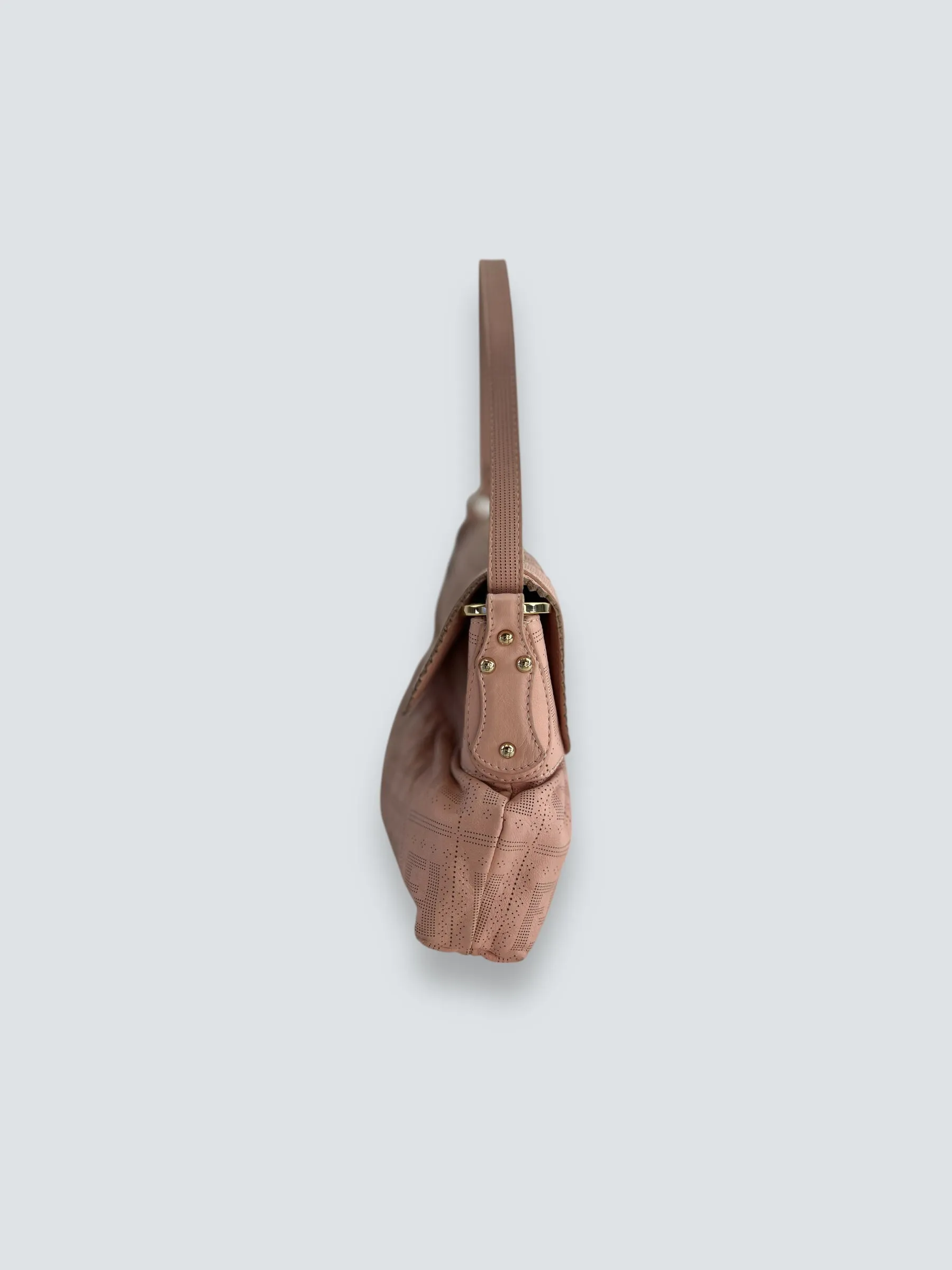 Fendi Pink Leather  Zucca Small Shoulder Handbag