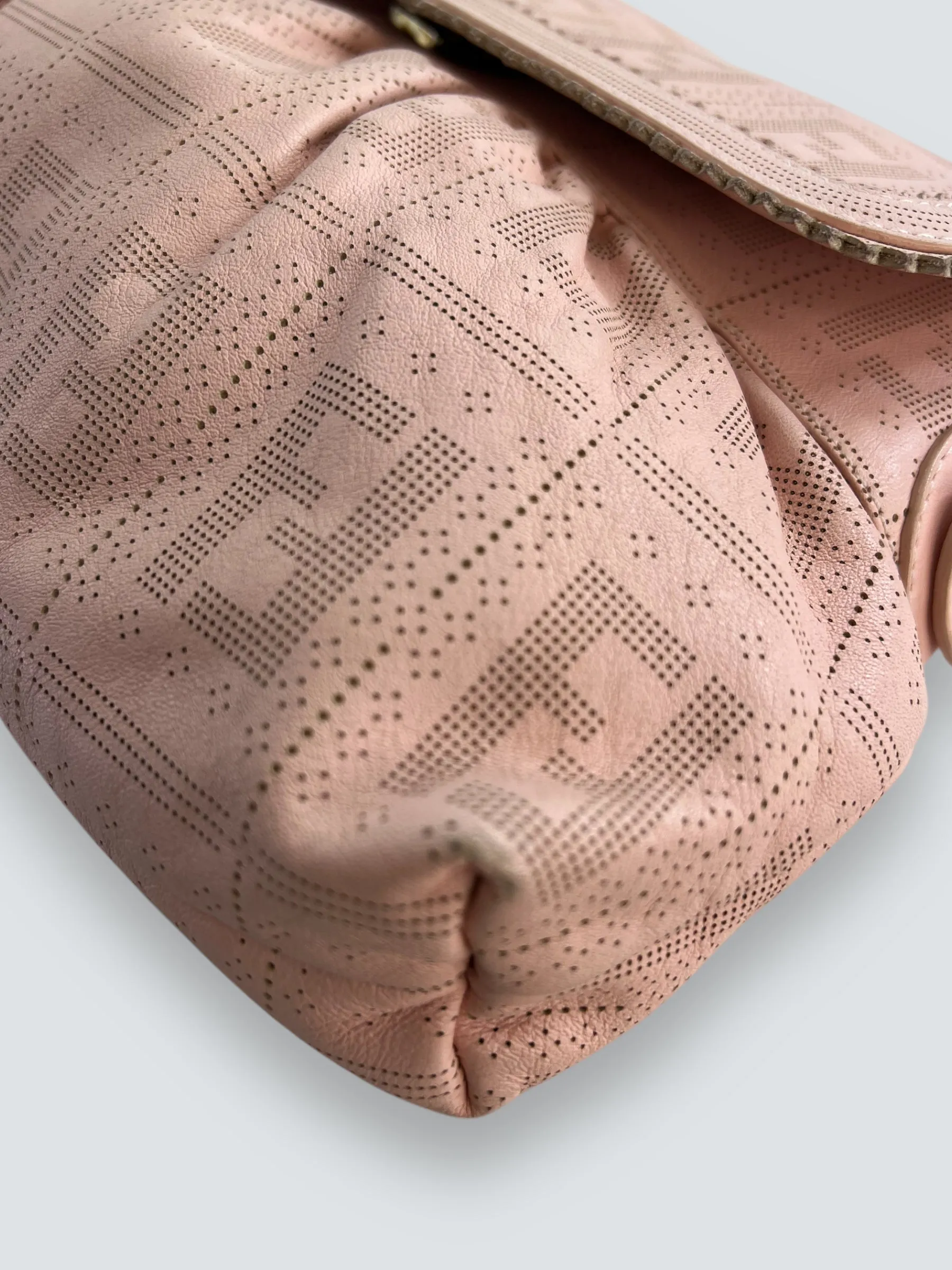 Fendi Pink Leather  Zucca Small Shoulder Handbag