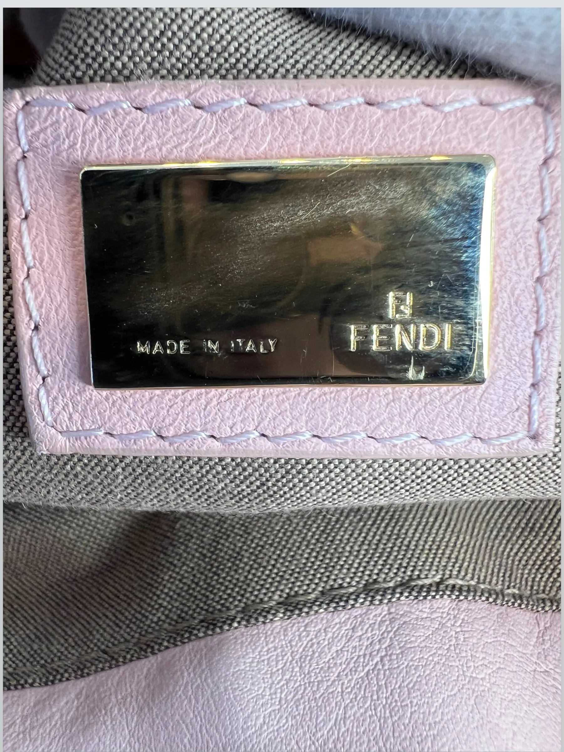 Fendi Pink Leather  Zucca Small Shoulder Handbag