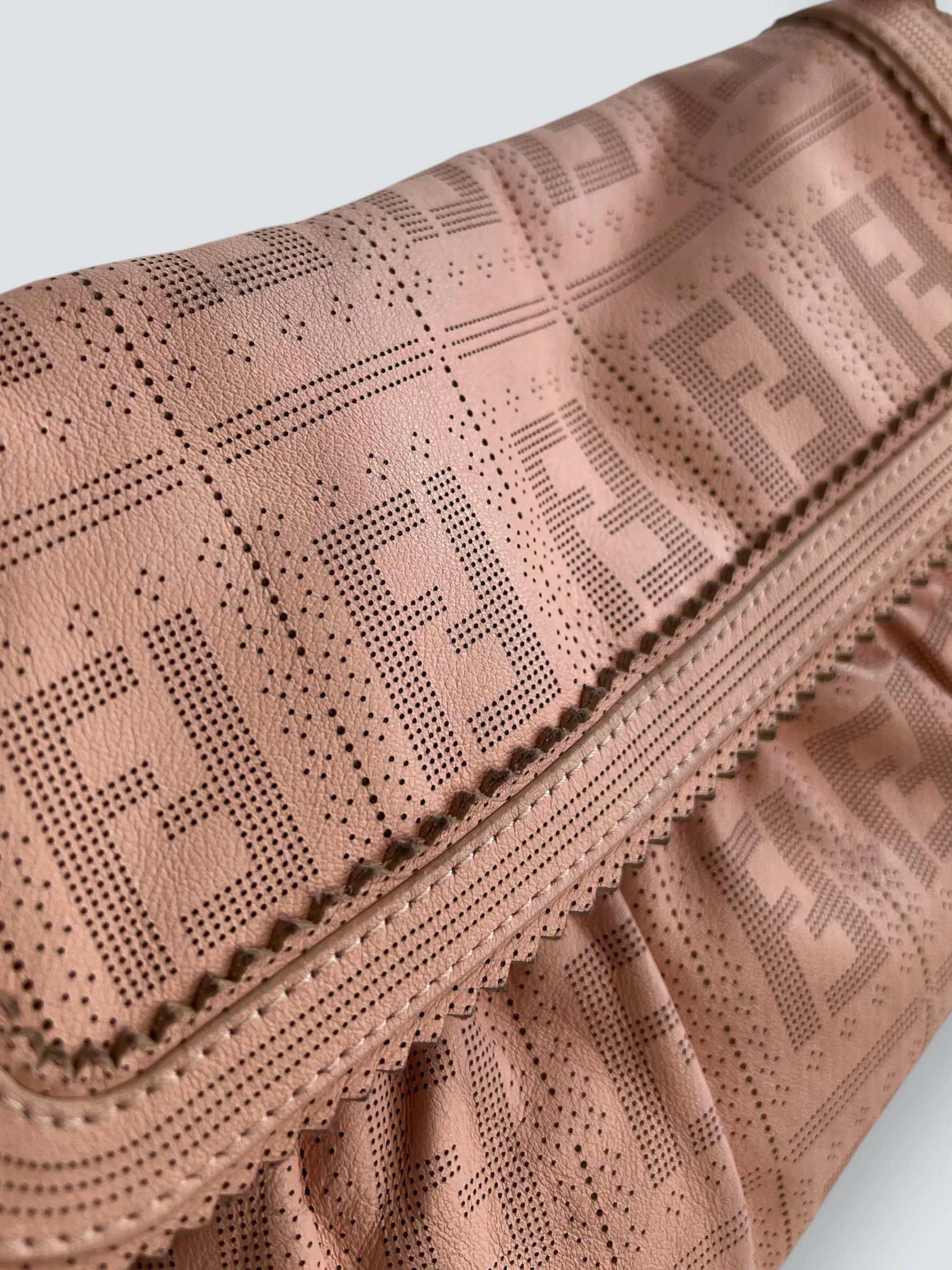Fendi Pink Leather  Zucca Small Shoulder Handbag