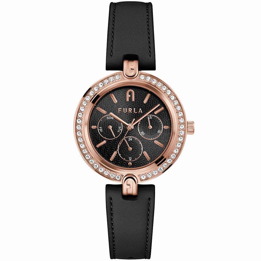 Furla WW00030002L3 Logo Black leather Womens Watch