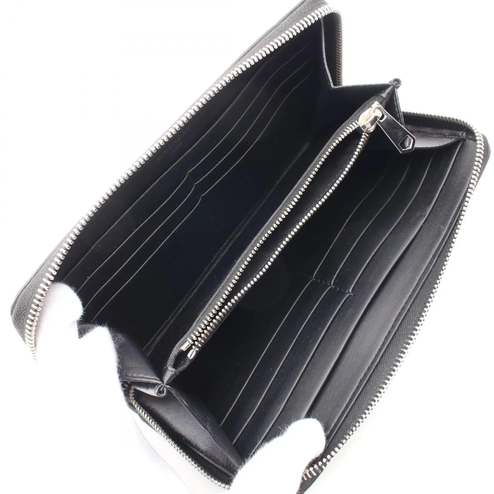 Givenchy Leather Round Long Wallet Black