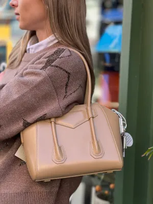 Givenchy Small Cream Leather "Antigona Lock"  Shoulder Bag