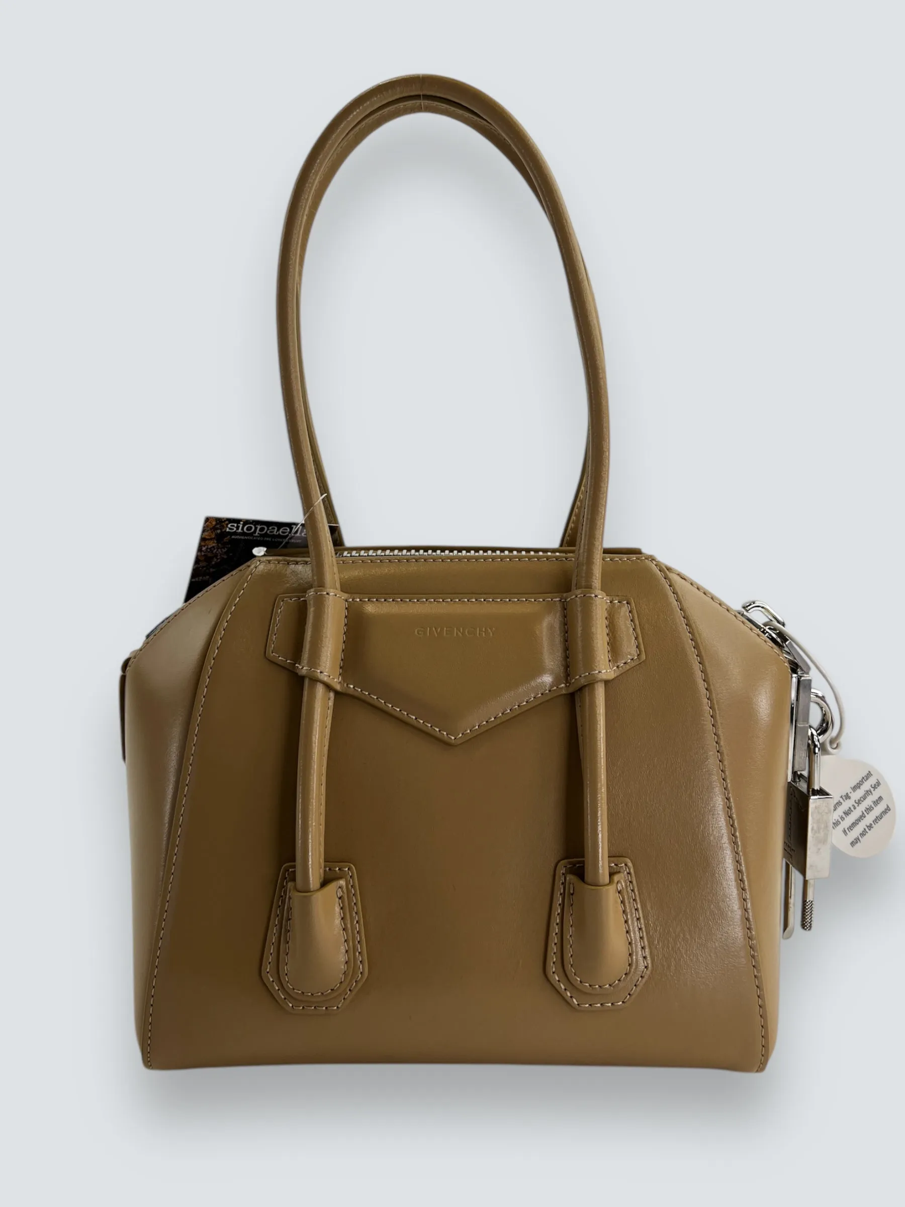 Givenchy Small Cream Leather "Antigona Lock"  Shoulder Bag