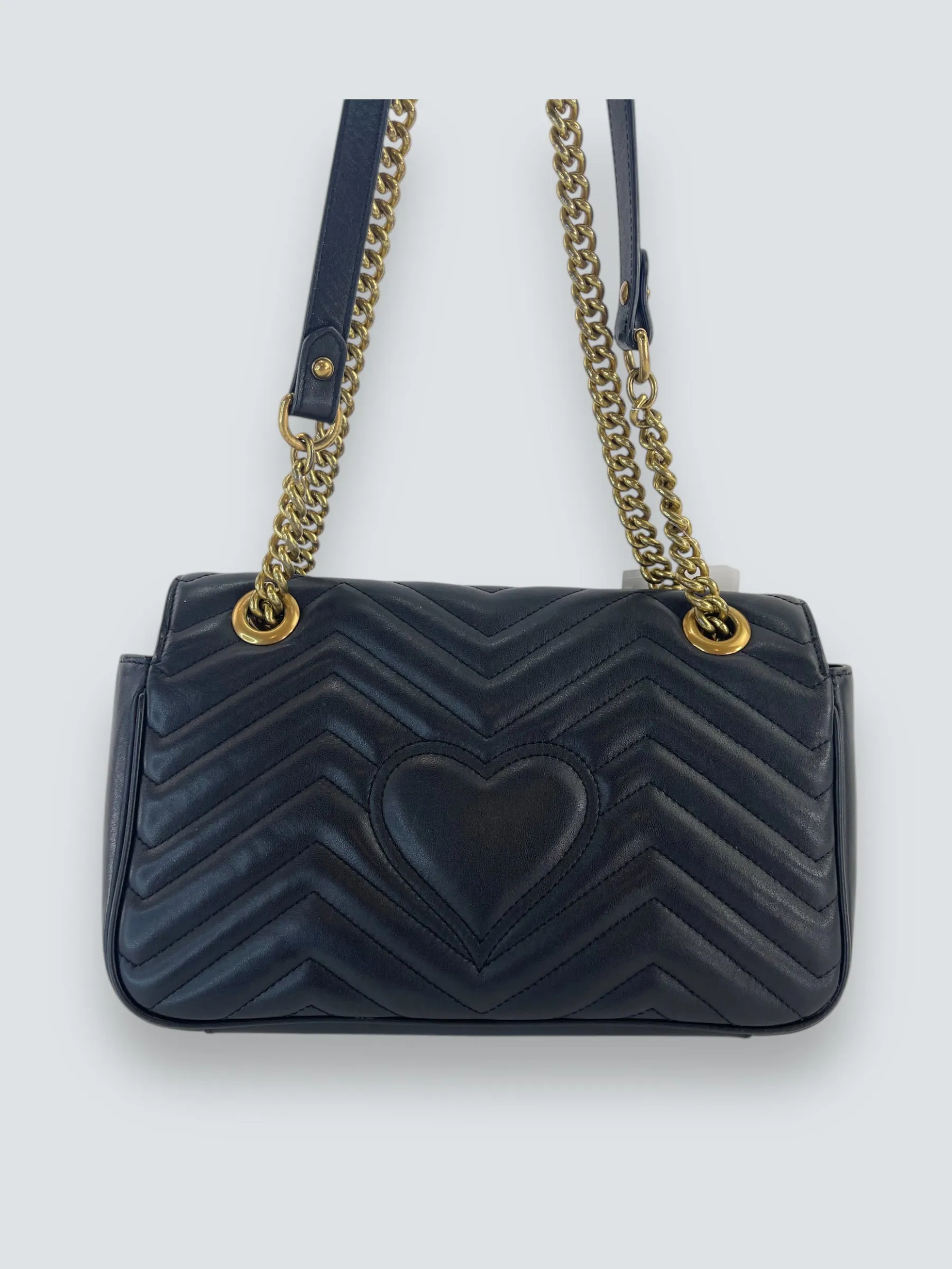 Gucci Black Matelase Leather GG Marmont Crossbody