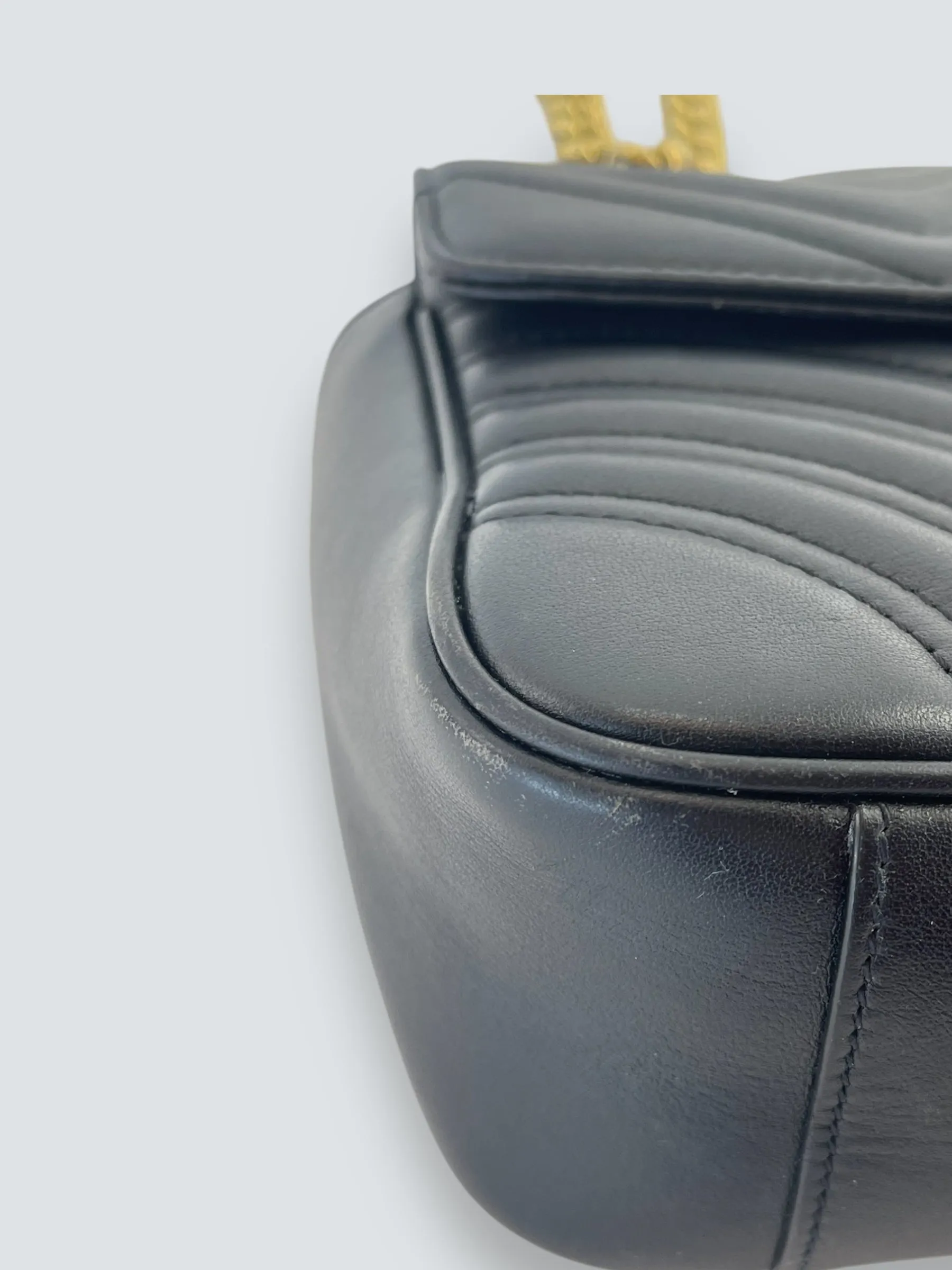Gucci Black Matelase Leather GG Marmont Crossbody