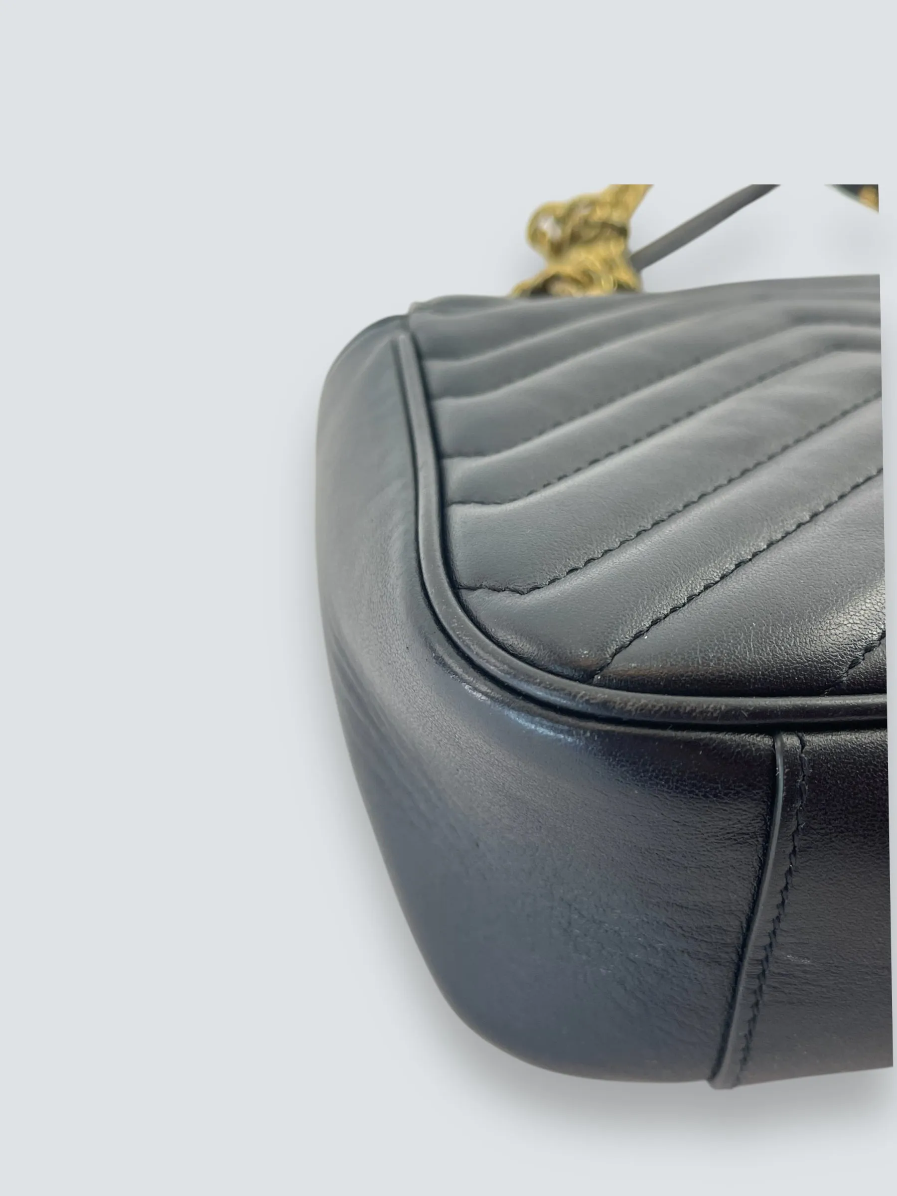 Gucci Black Matelase Leather GG Marmont Crossbody