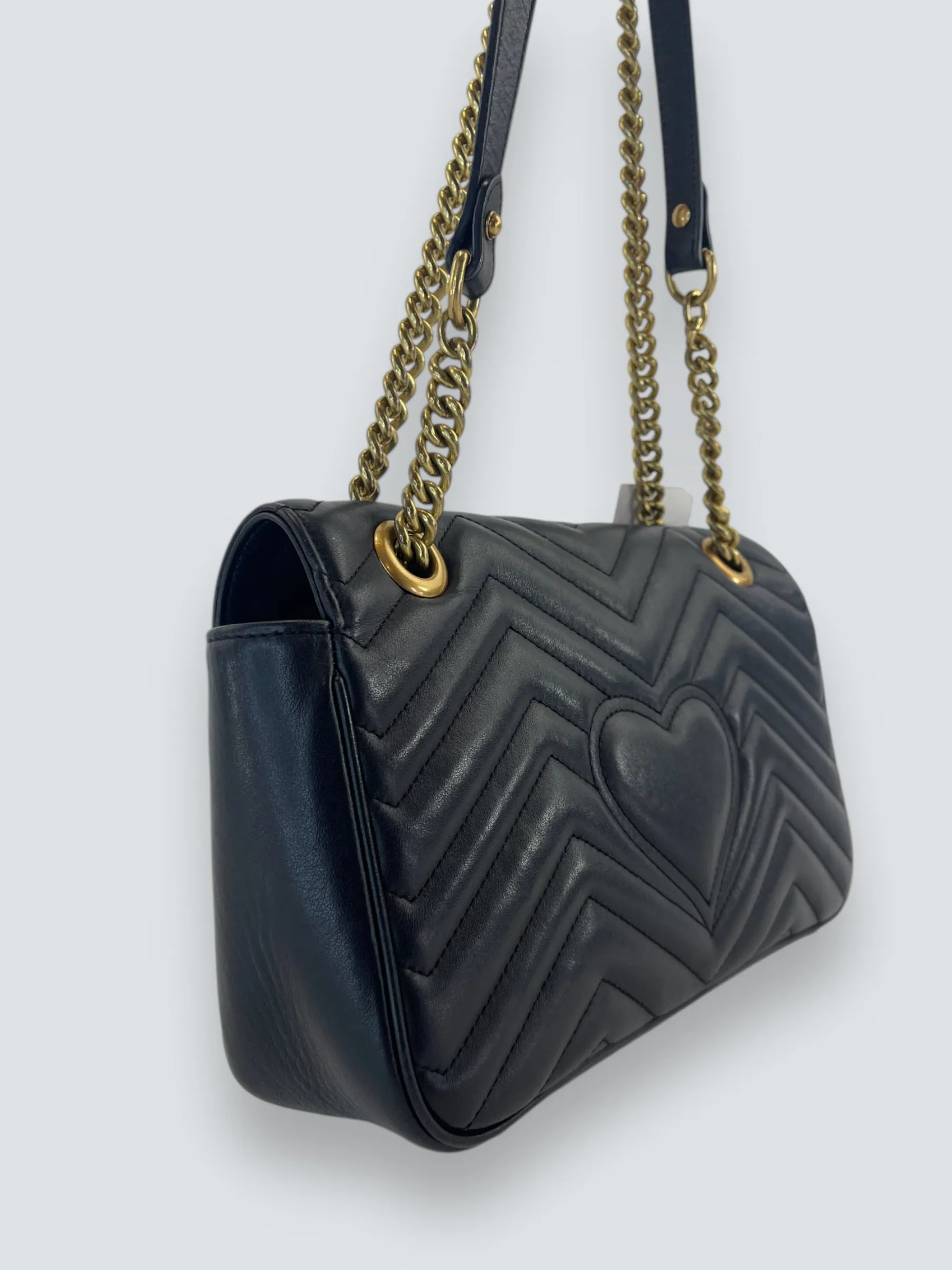 Gucci Black Matelase Leather GG Marmont Crossbody