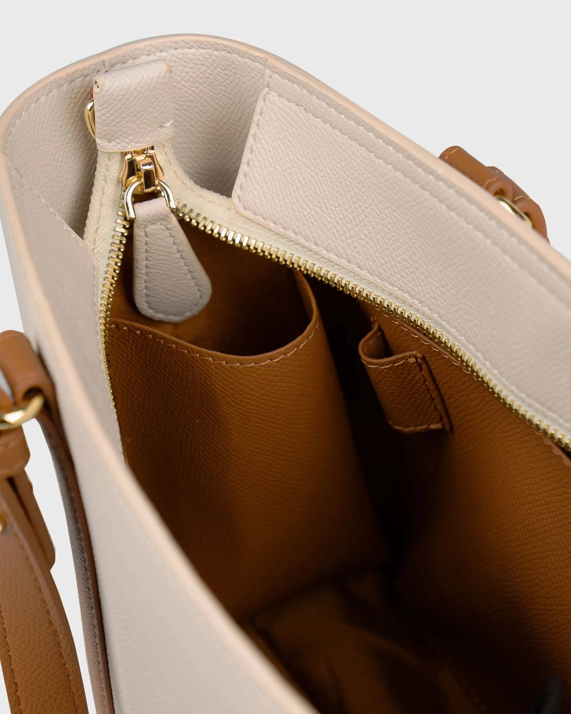 Hanna Top Handle (Cream/Brown) | Pre-order