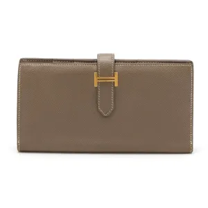Hermes Etoupe ish Epsom Leather Long Wallet (Bi-Fold) (Pre-Owned)