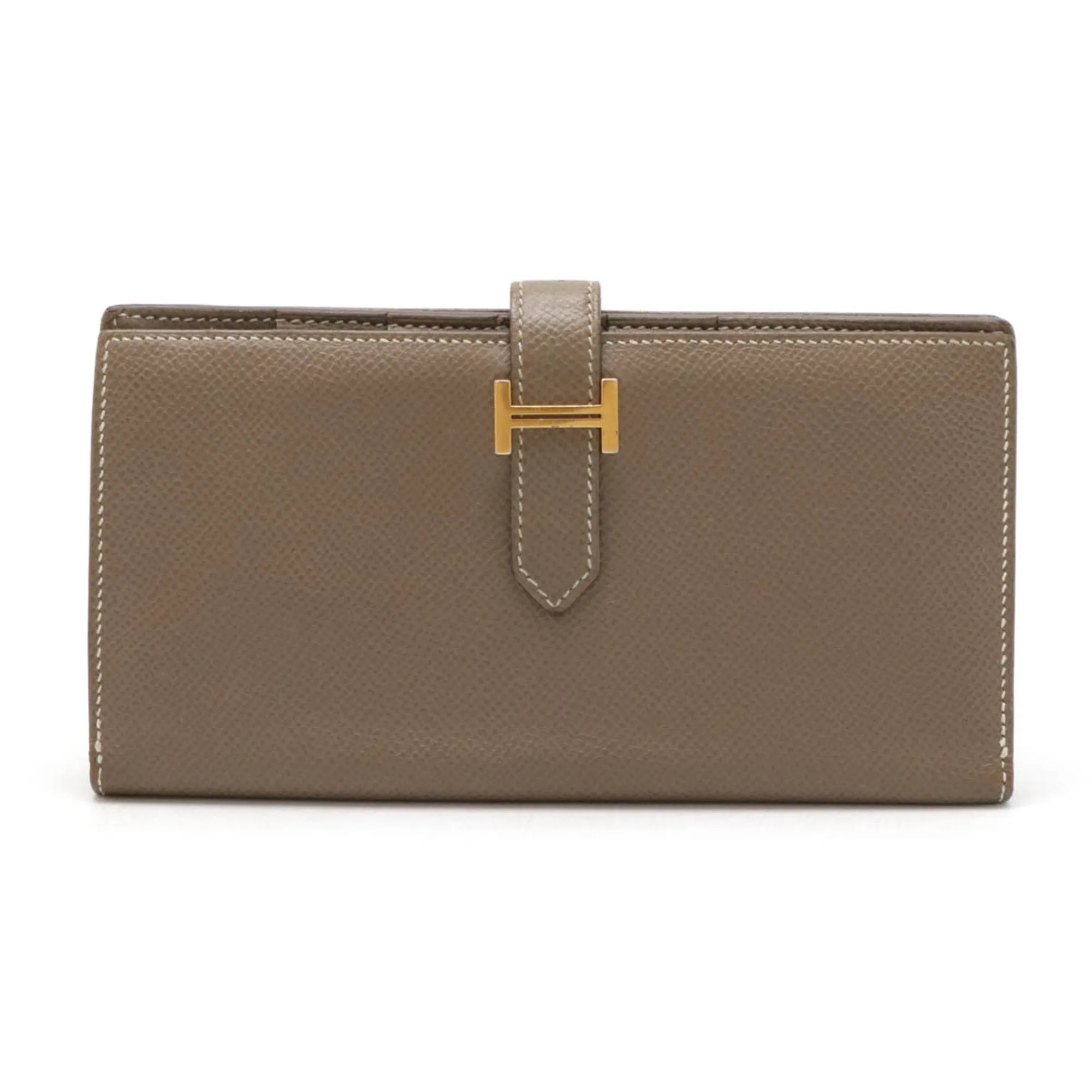 Hermes Etoupe ish Epsom Leather Long Wallet (Bi-Fold) (Pre-Owned)