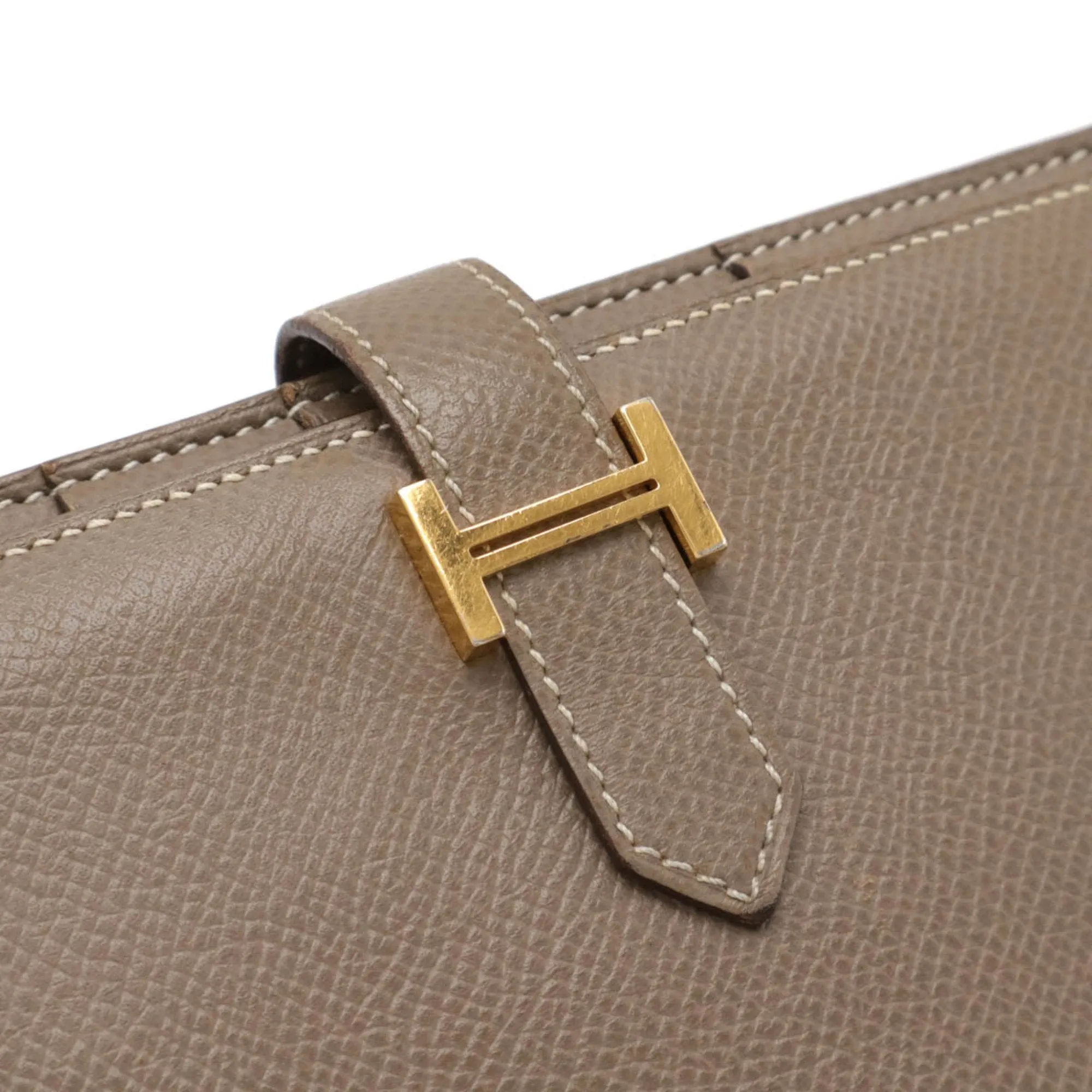 Hermes Etoupe ish Epsom Leather Long Wallet (Bi-Fold) (Pre-Owned)