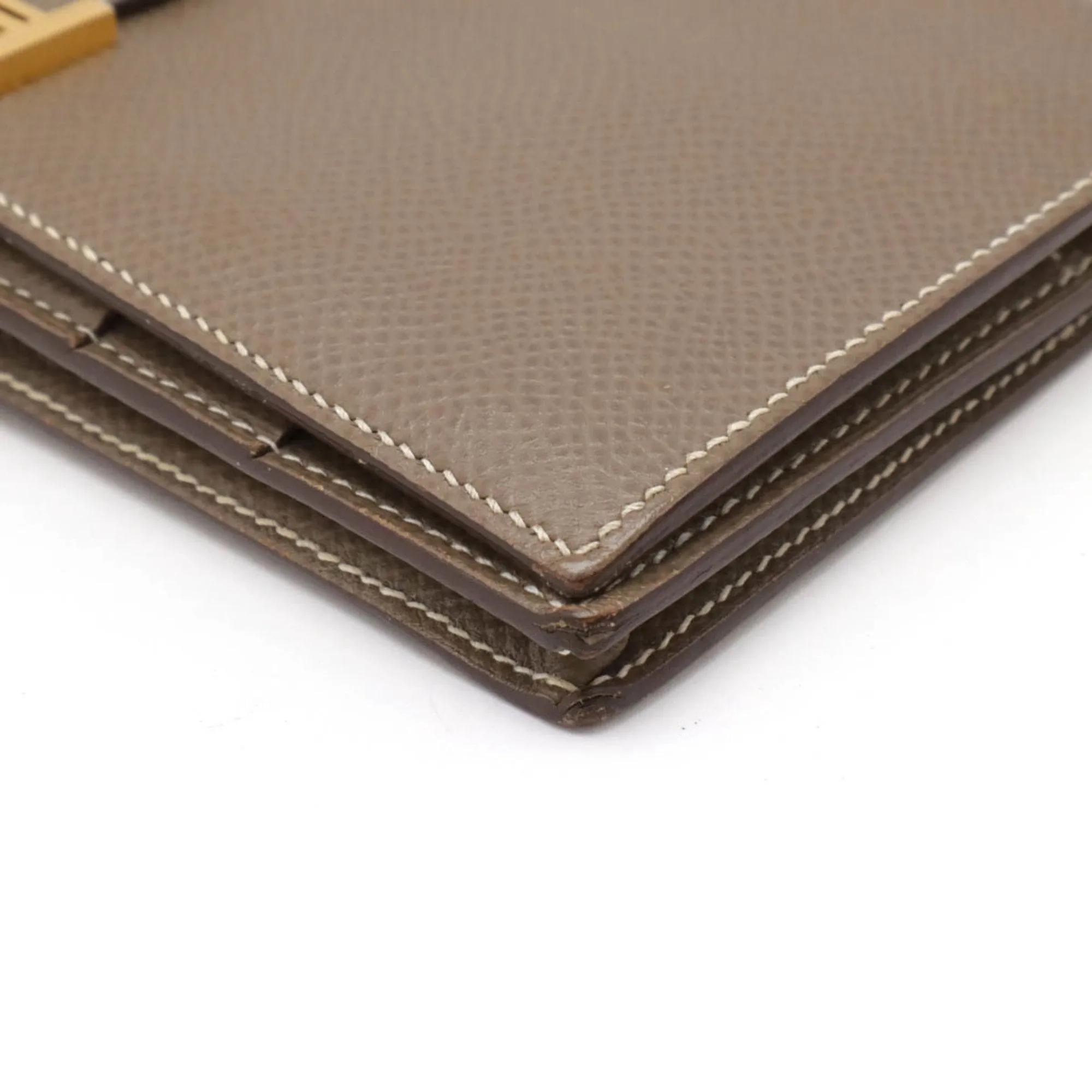 Hermes Etoupe ish Epsom Leather Long Wallet (Bi-Fold) (Pre-Owned)