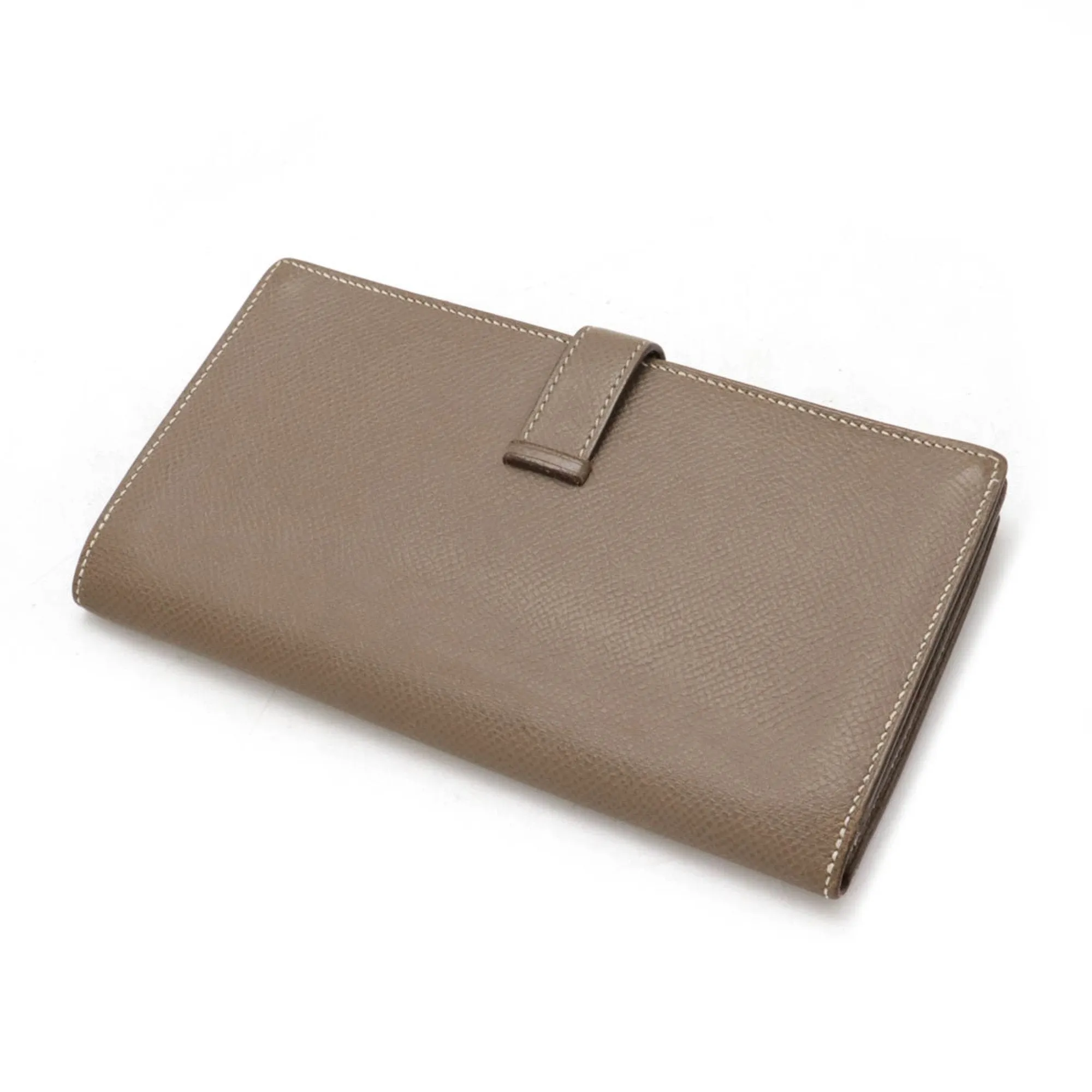 Hermes Etoupe ish Epsom Leather Long Wallet (Bi-Fold) (Pre-Owned)