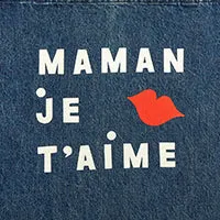 Jumbo Tote Indigo Denim W/ Cream & Bright Poppy Maman Je T'aime