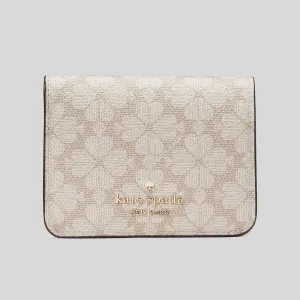 KATE SPADE Signature Spade Flower Small Bifold Wallet Dark Beige Multi KG493