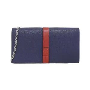 Loewe Navy Color Leather Chain/Shoulder Wallet (Pre-Owned)