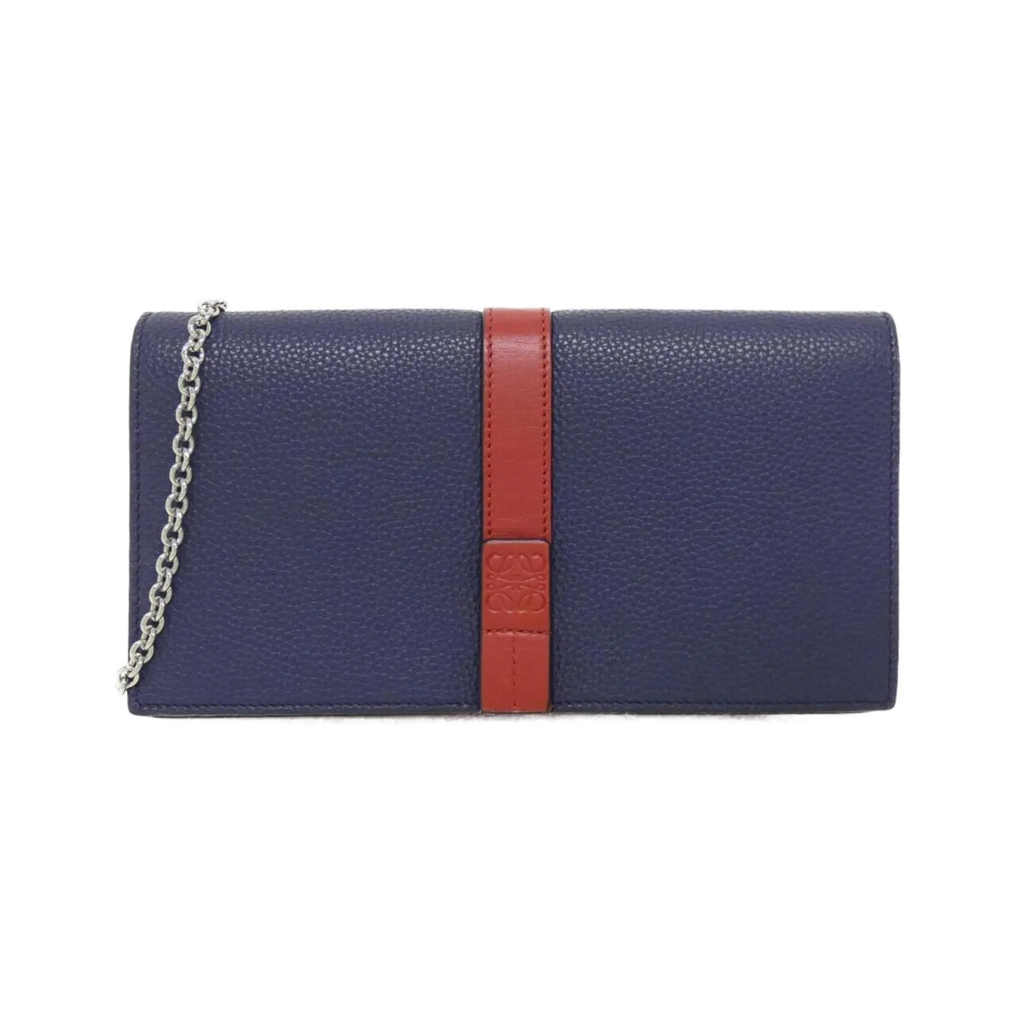 Loewe Navy Color Leather Chain/Shoulder Wallet (Pre-Owned)