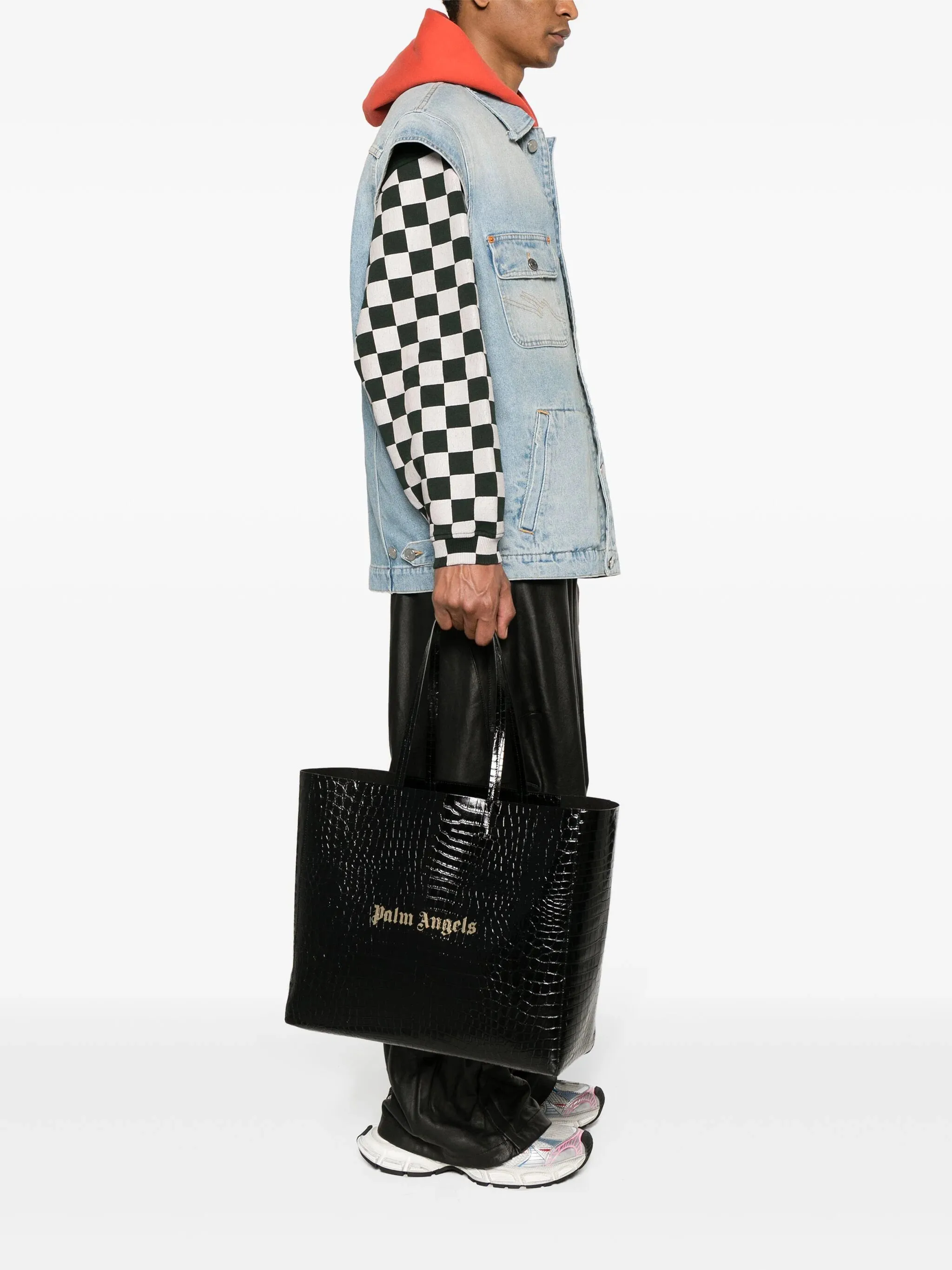 Logo-Applique Leather Tote Bag
