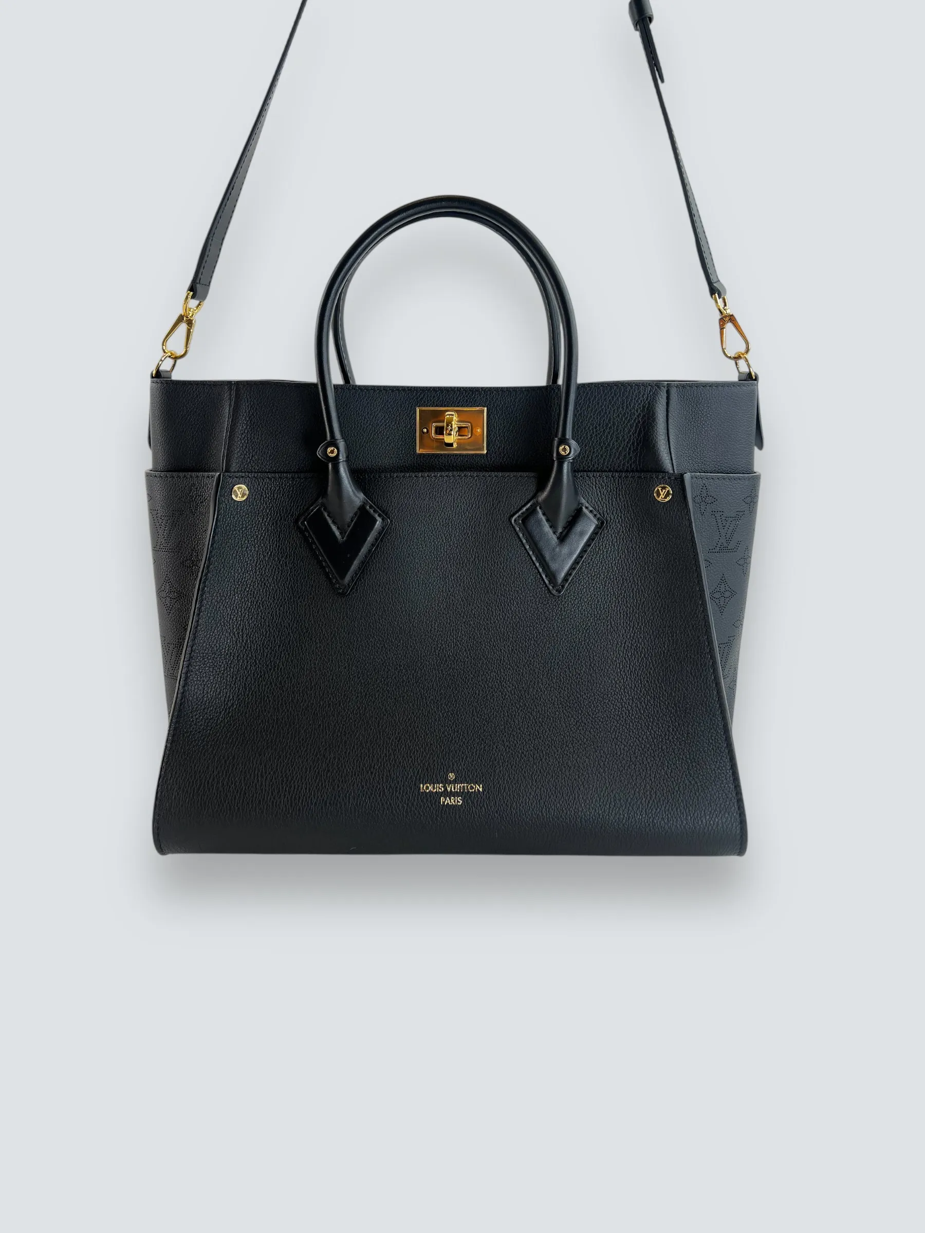 Louis Vuitton Black Leather "On My Side" GM Tote