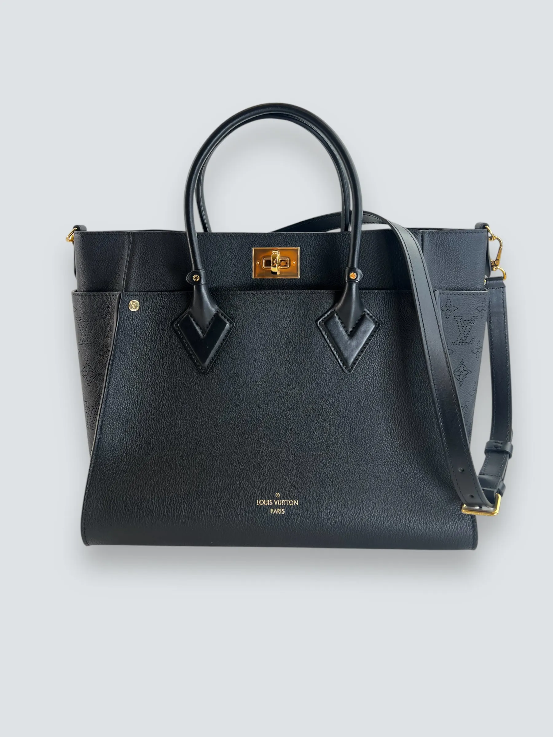 Louis Vuitton Black Leather "On My Side" GM Tote