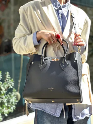 Louis Vuitton Black Leather "On My Side" GM Tote