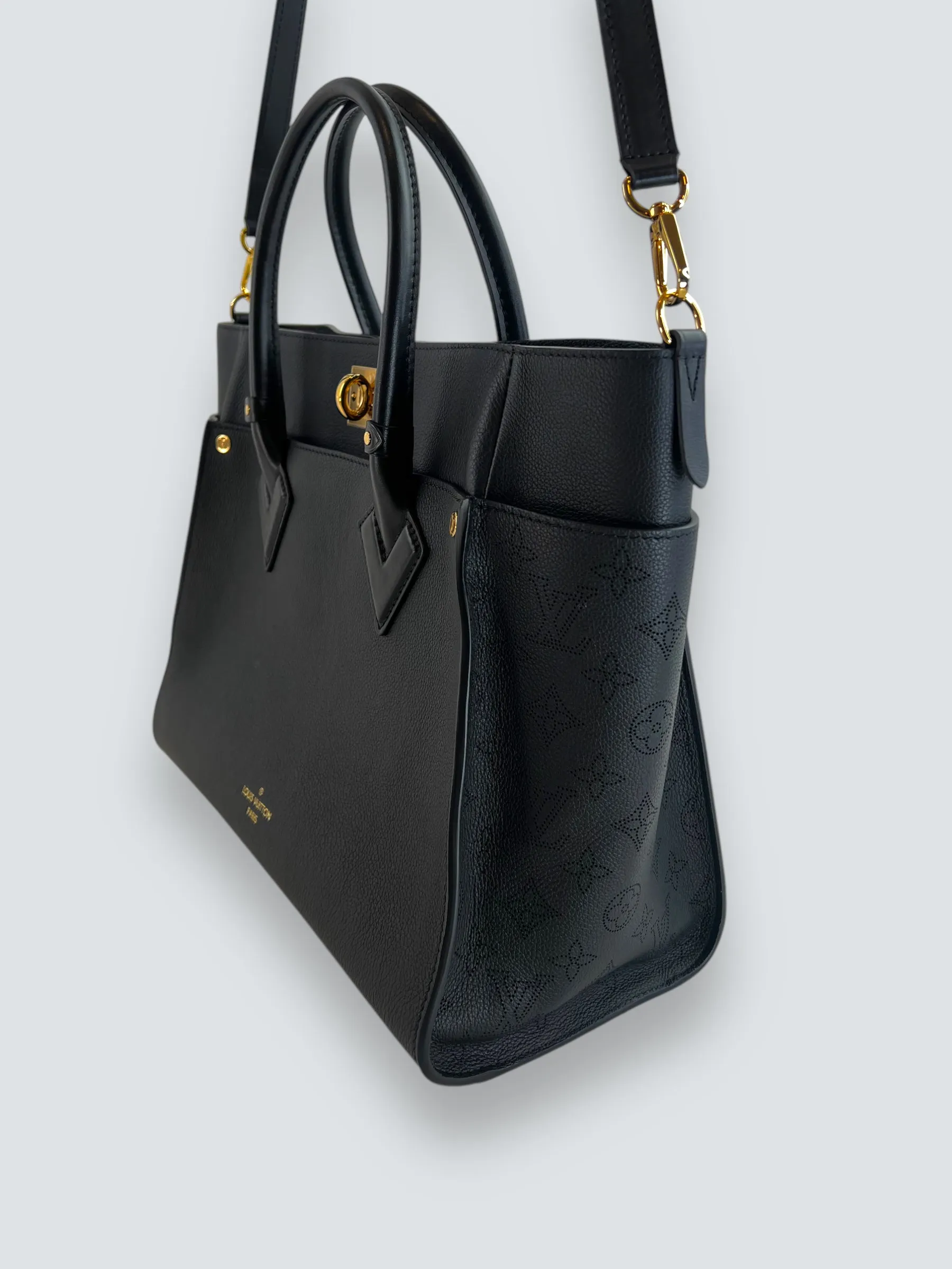 Louis Vuitton Black Leather "On My Side" GM Tote