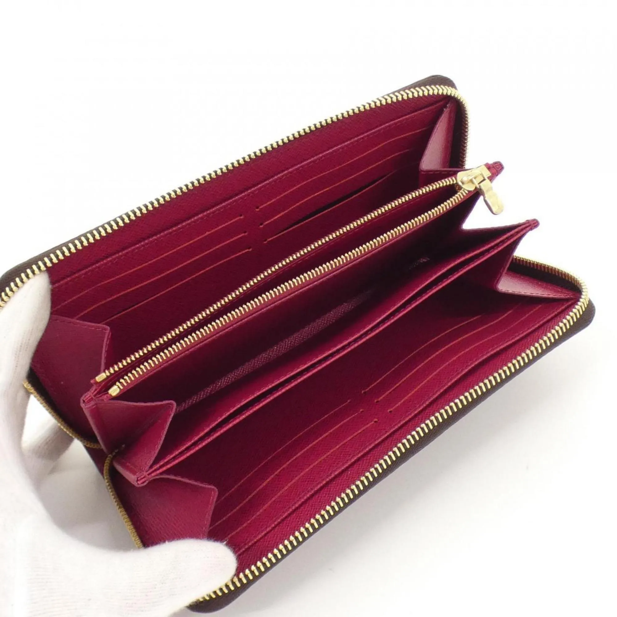 Louis Vuitton Monogram pink Marron Coated Canvas Long Wallet (Bi-Fold) (Pre-Owned)