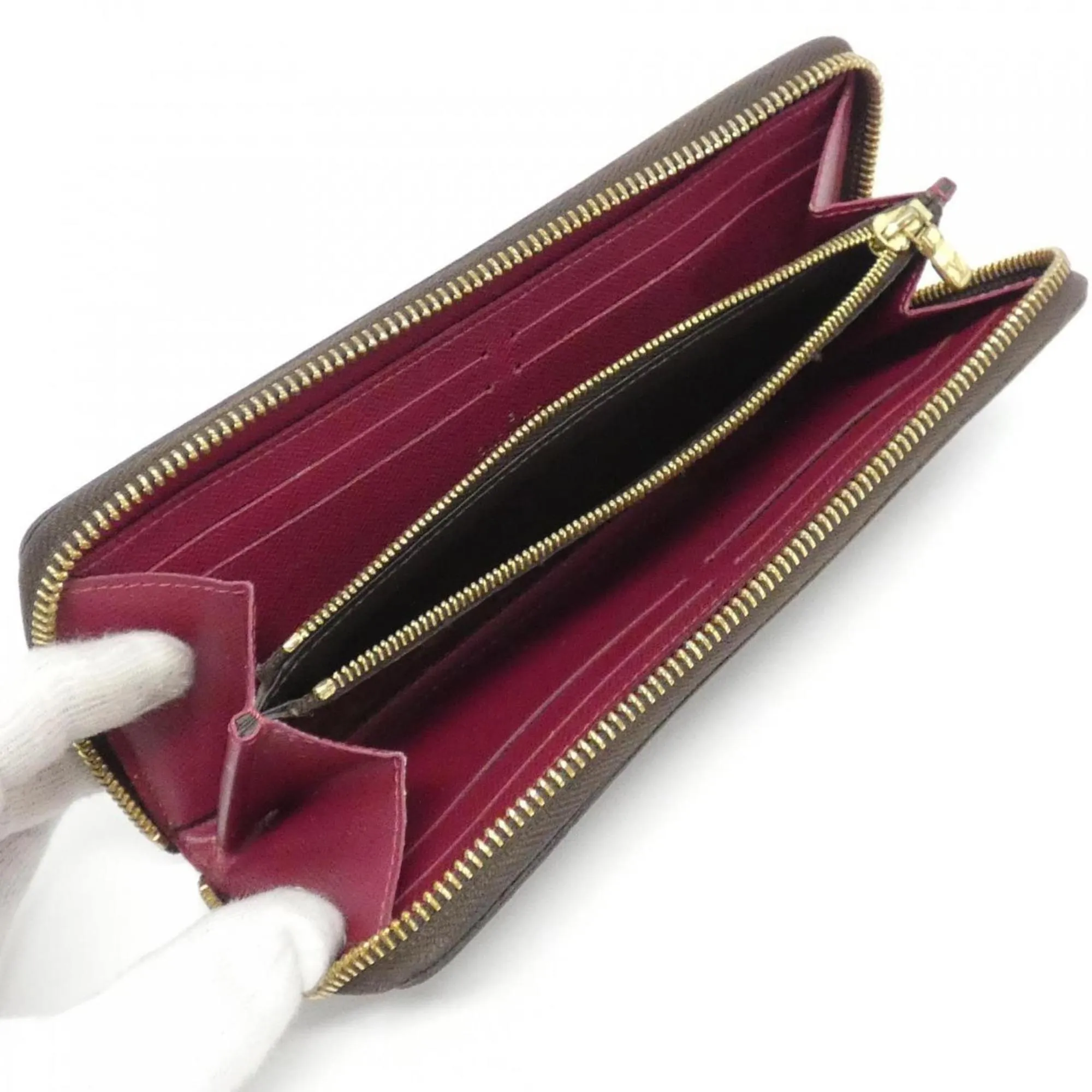 Louis Vuitton Monogram pink Marron Coated Canvas Long Wallet (Bi-Fold) (Pre-Owned)