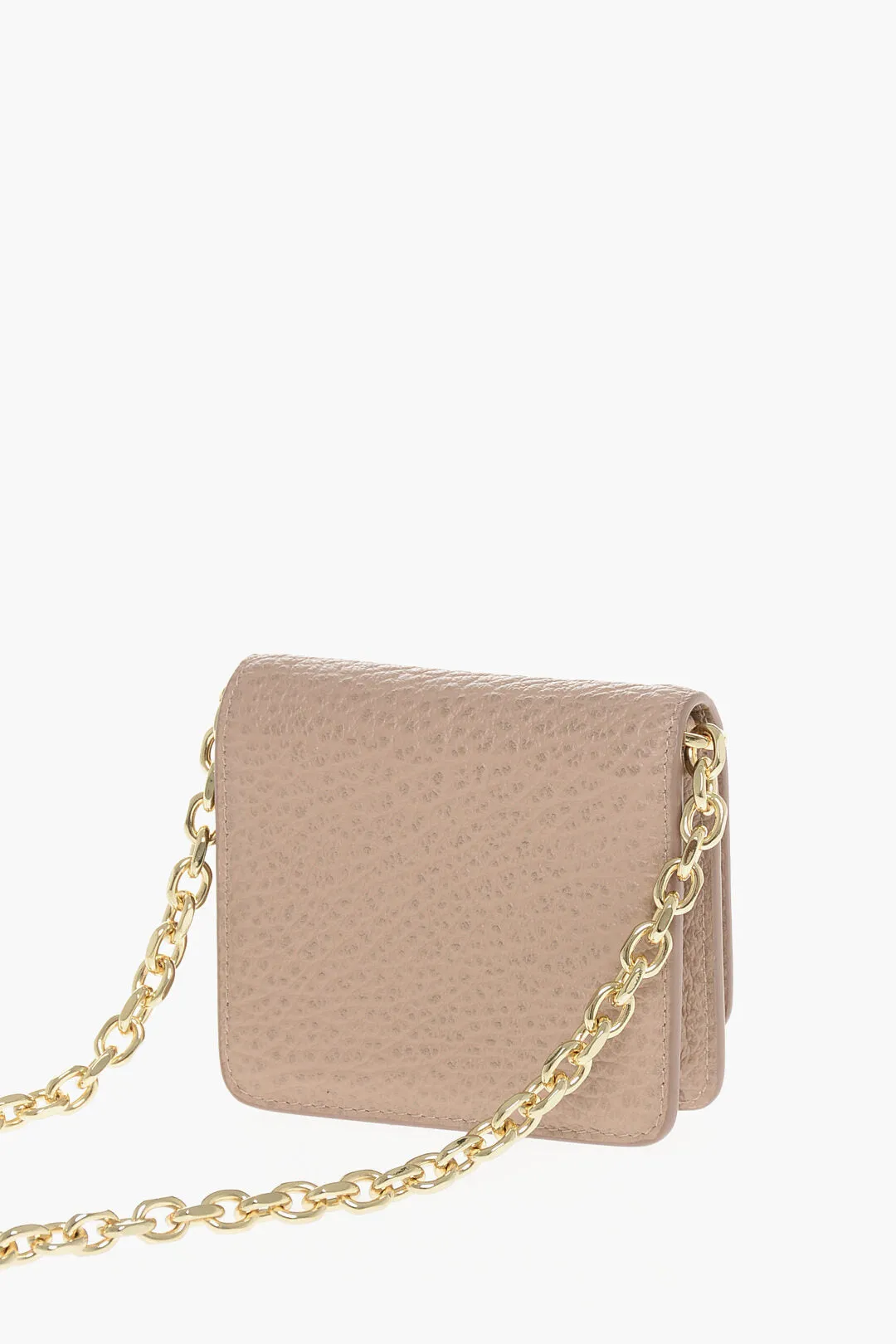 Maison Margiela Mm11 Textured Leather Wallet With Chain Shoulder Strap