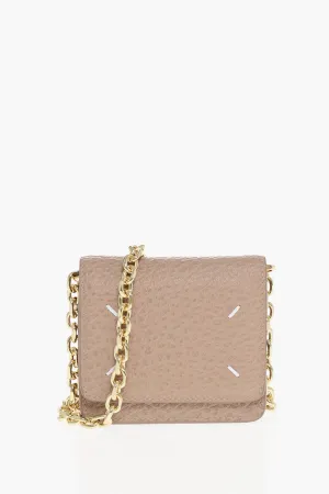 Maison Margiela Mm11 Textured Leather Wallet With Chain Shoulder Strap