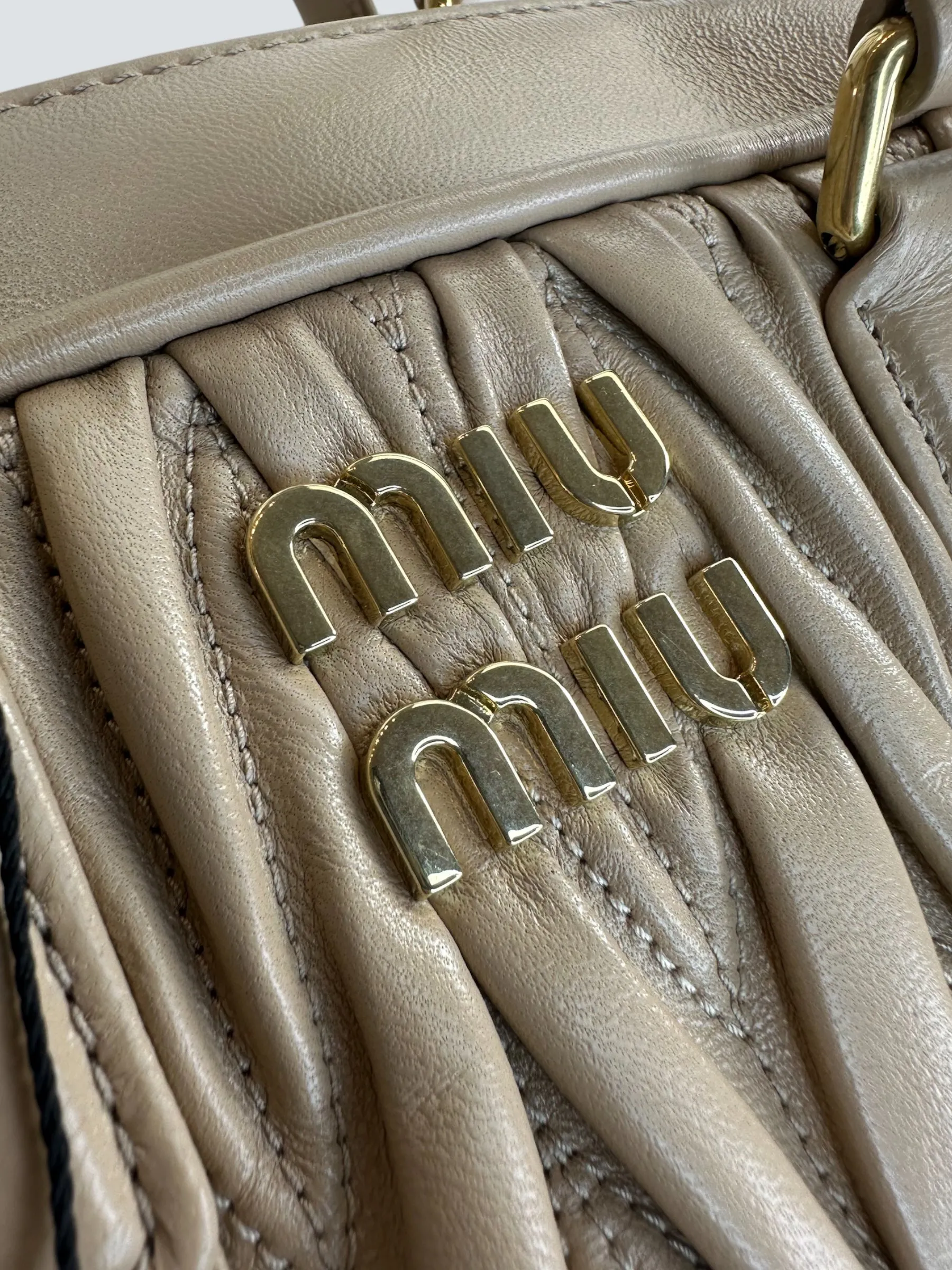 MiuMiu Cream Matellasse Nappa Leather Arcadie Crossbody