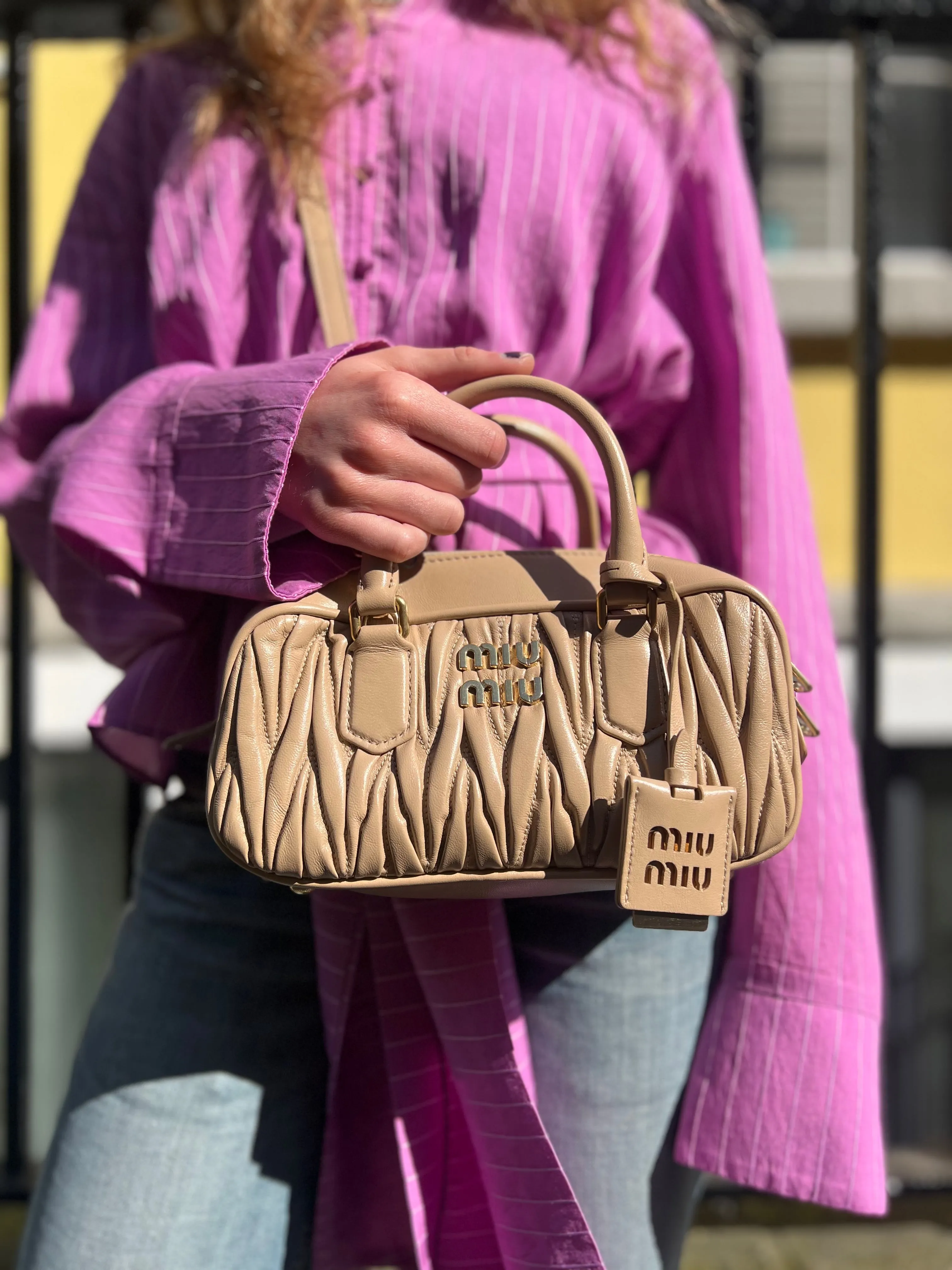 MiuMiu Cream Matellasse Nappa Leather Arcadie Crossbody