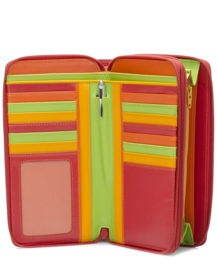 mywalit Large Double Zip Around Leather Purse