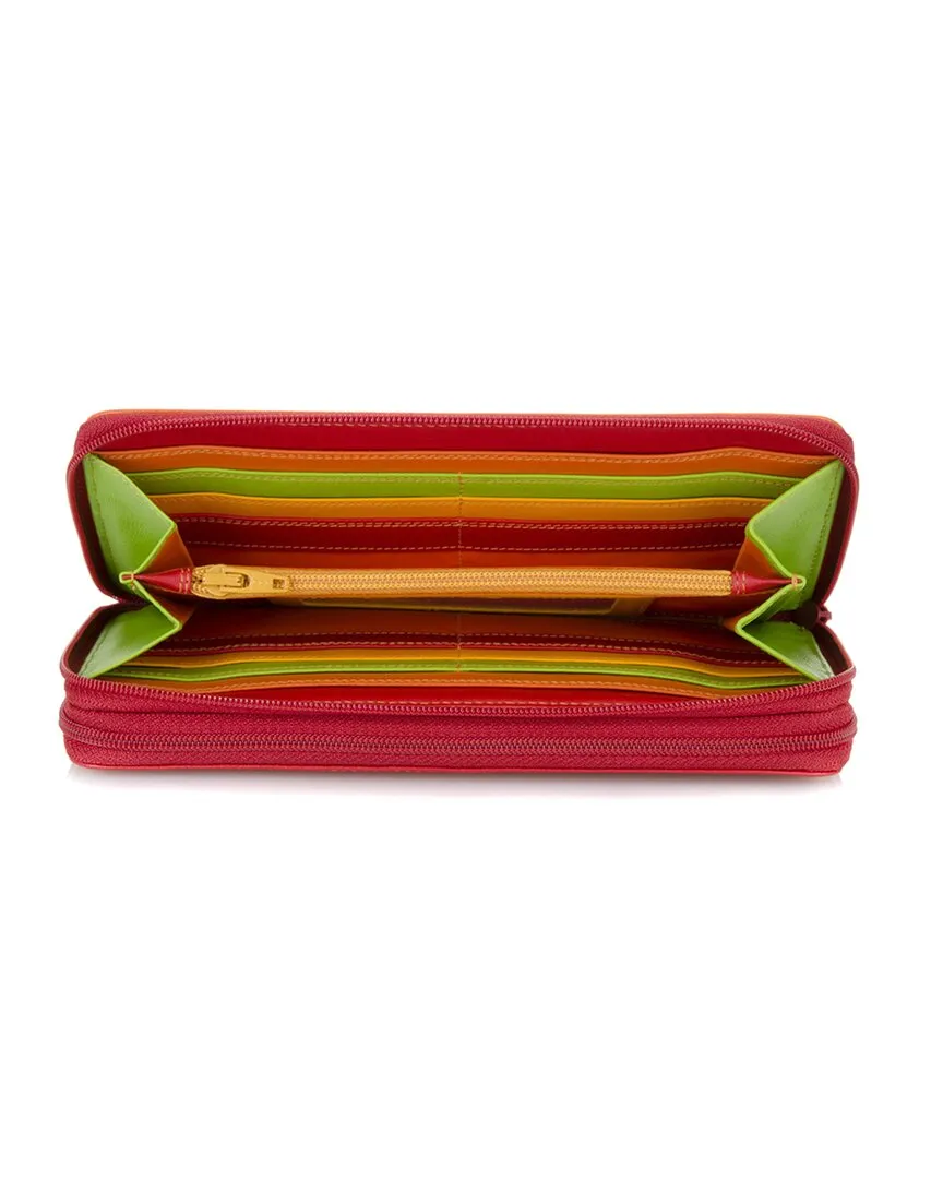 mywalit Large Double Zip Around Leather Purse