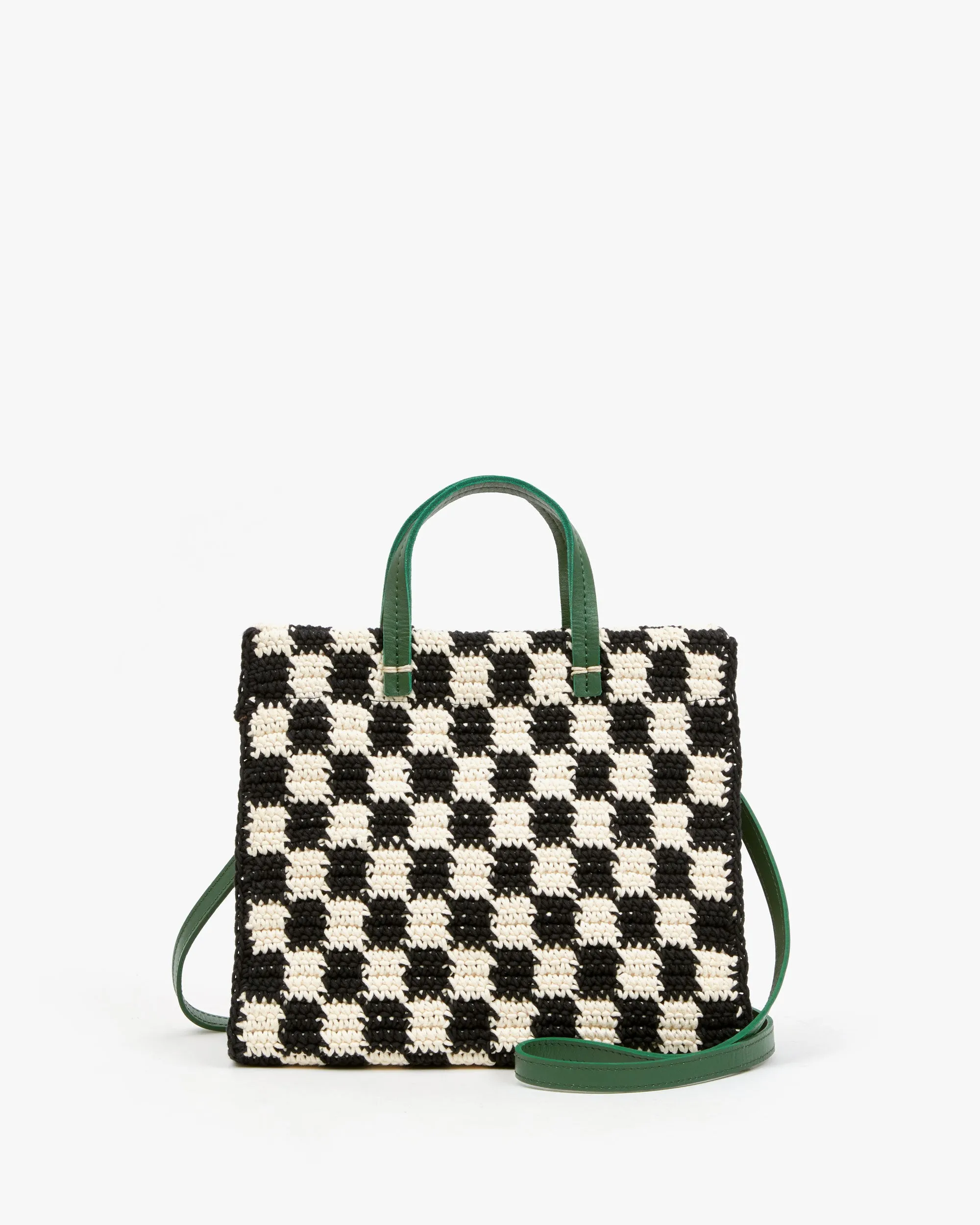 Petit Summer Simple Tote Black & Cream Crochet Mini Checker