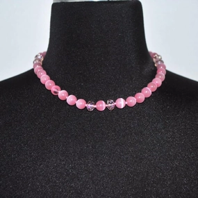 Pink Mexican Opal Beaded Women's Necklace