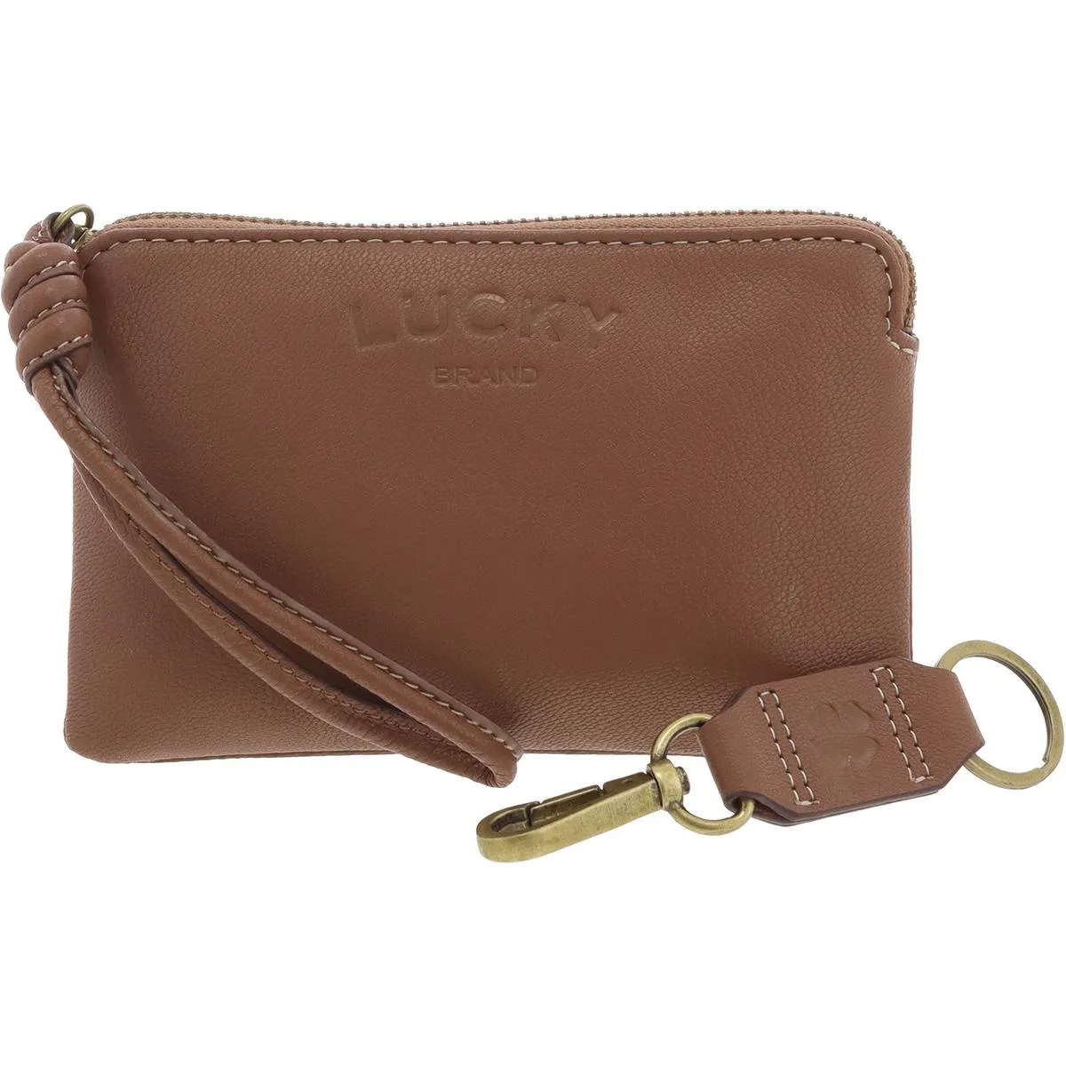 Rila Womens Logo Leather Wristlet Handbag