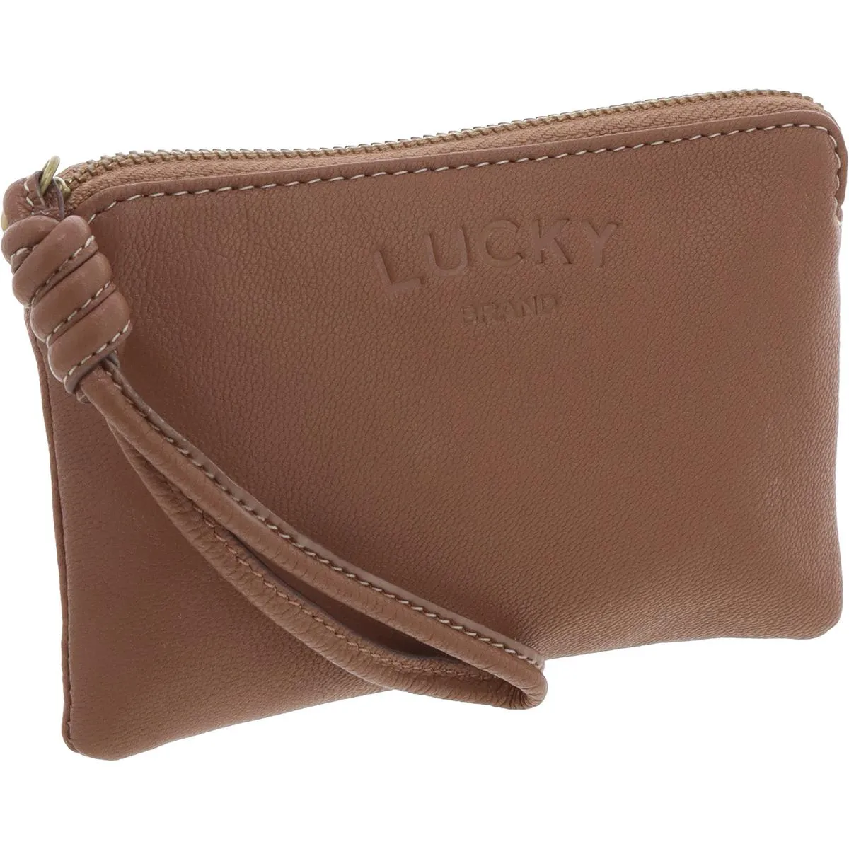 Rila Womens Logo Leather Wristlet Handbag