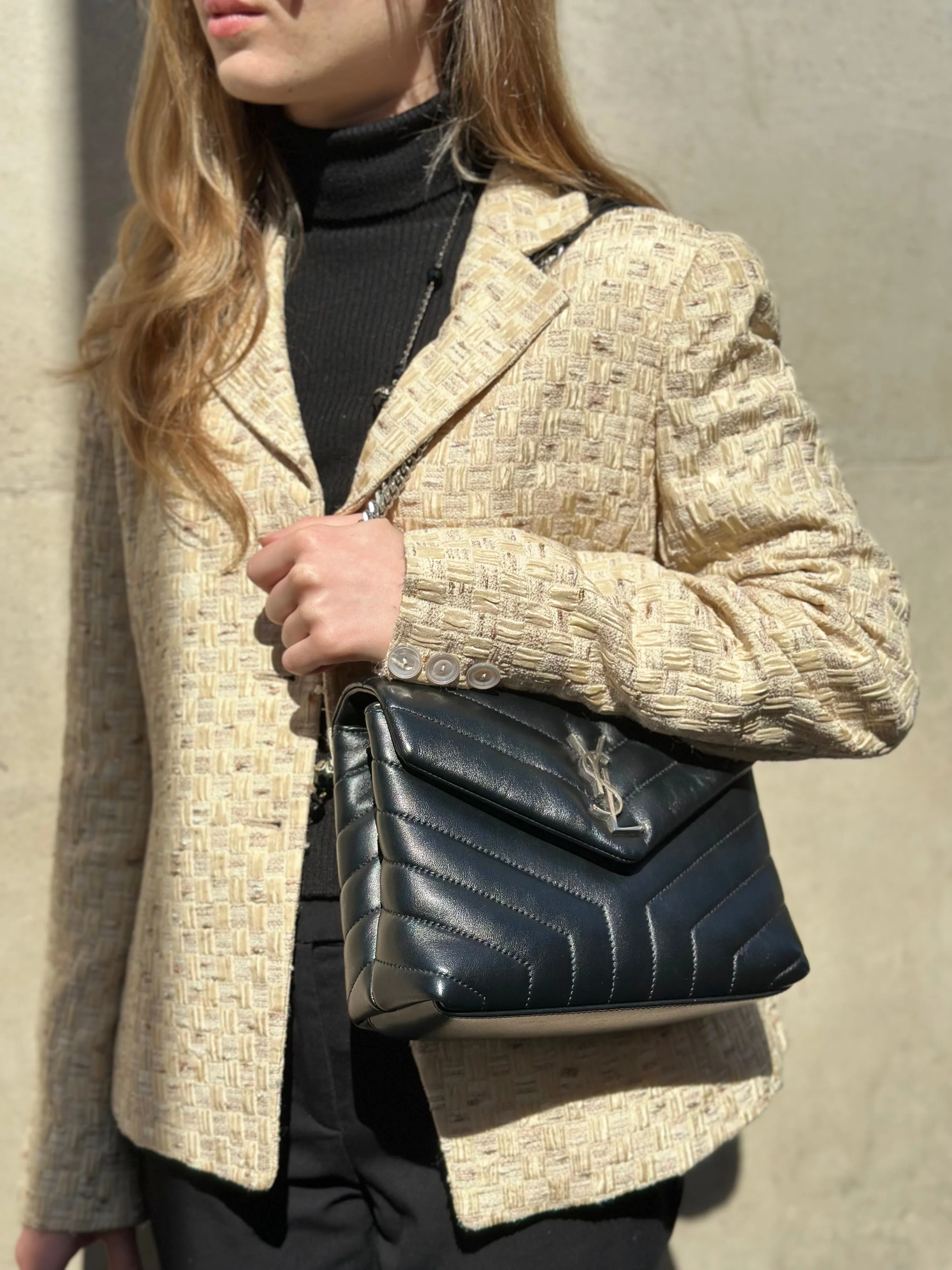 Saint Laurent Small Black Leather Loulou Crossbody