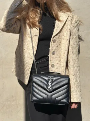 Saint Laurent Small Black Leather Loulou Crossbody