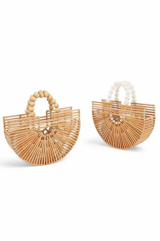 Structured Bamboo Half Circle Clutch