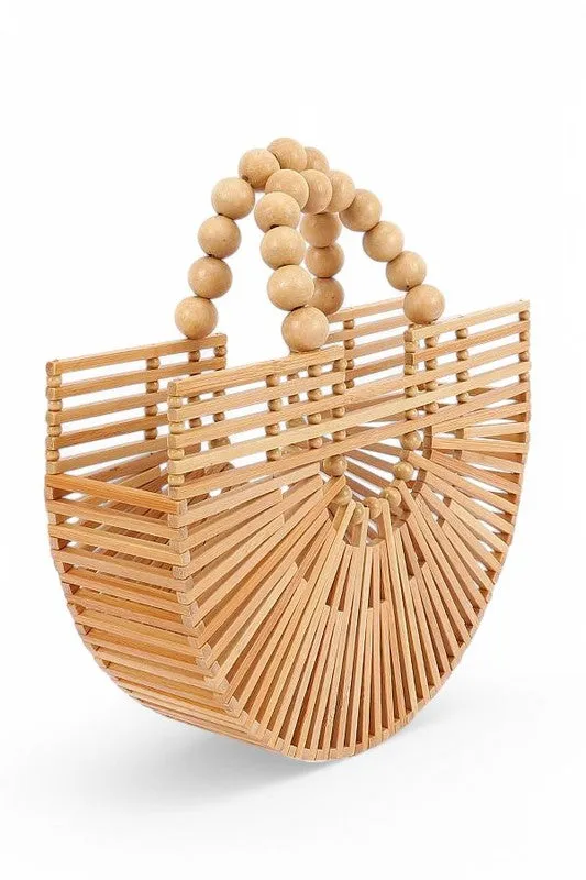 Structured Bamboo Half Circle Clutch